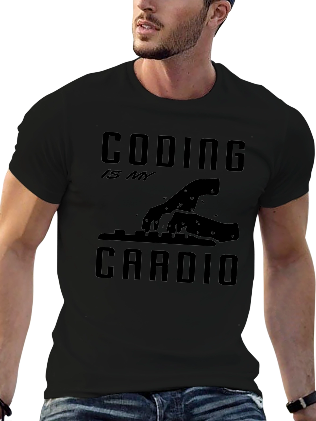 Coding is My Cardio Black T-Shirt