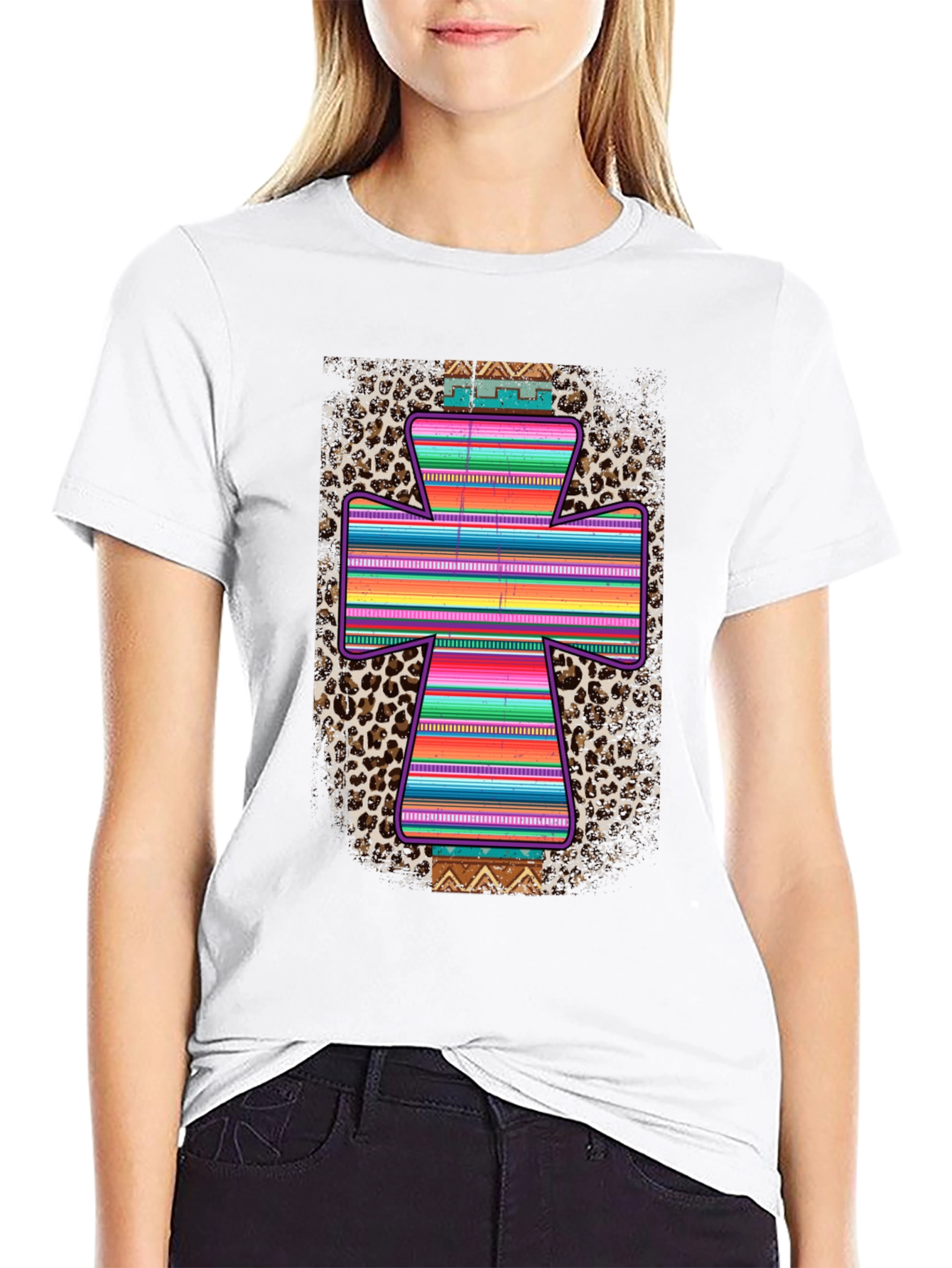 Stylish Southwestern Cross Graphic Tee