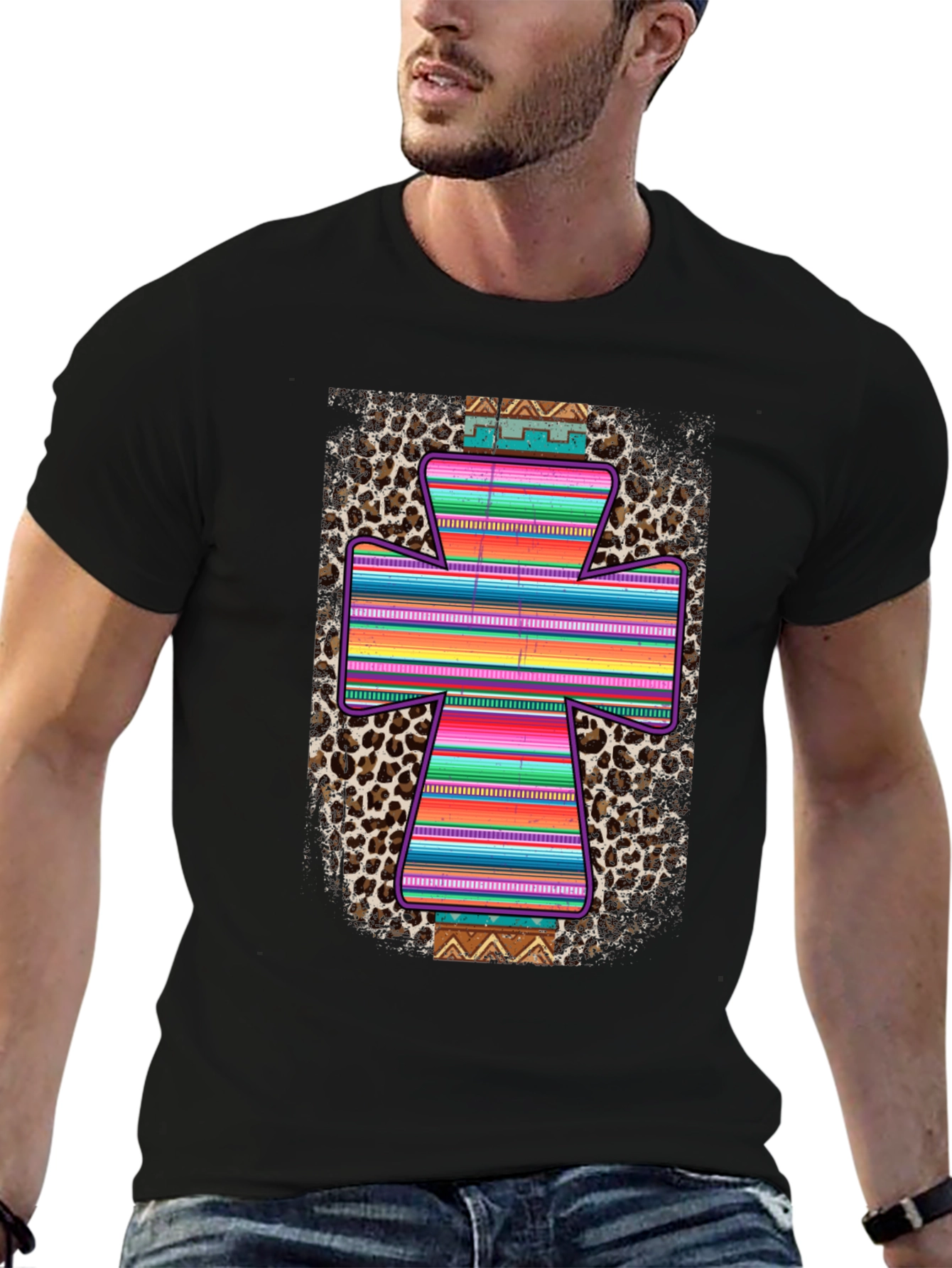 Stylish Southwestern Cross Graphic Tee