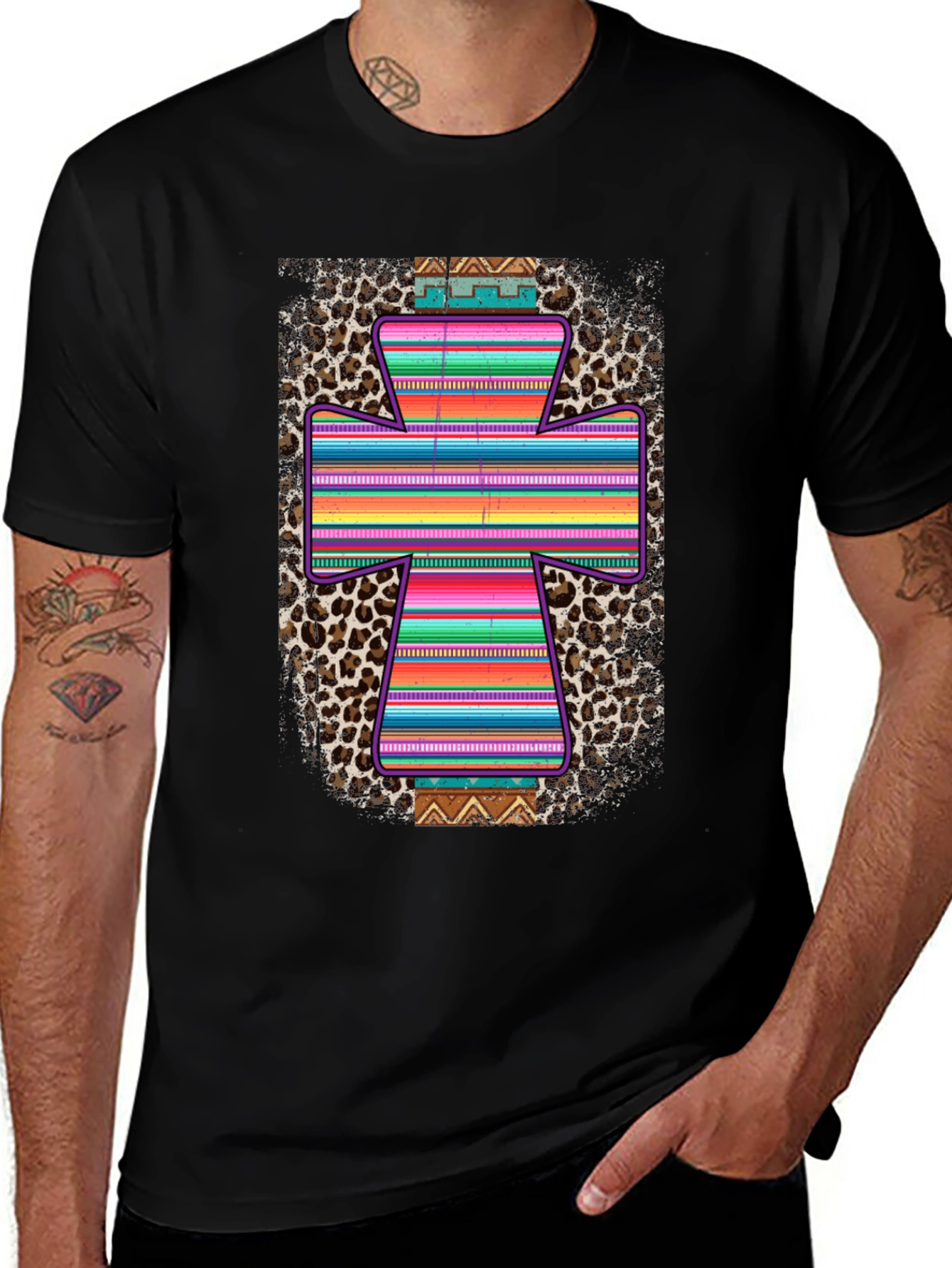 Stylish Southwestern Cross Graphic Tee