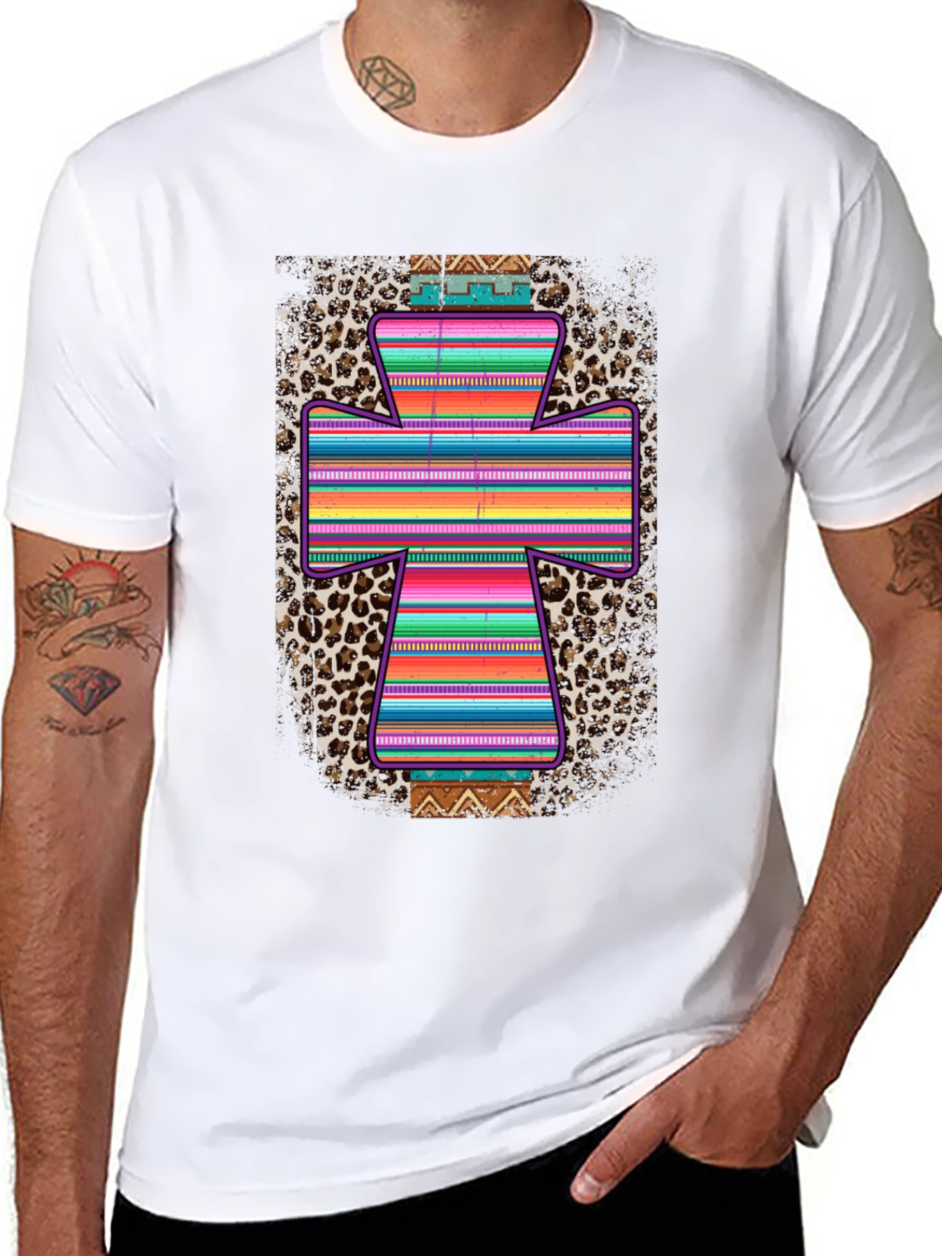 Stylish Southwestern Cross Graphic Tee