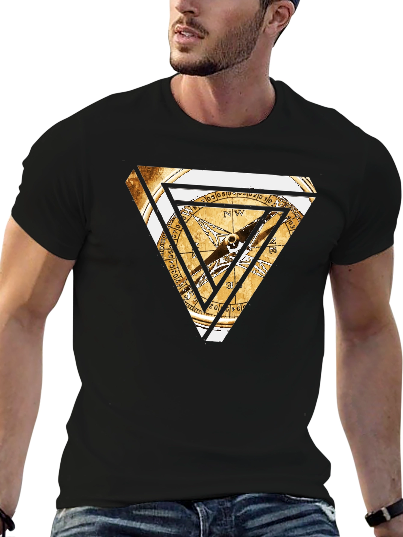 Triangle Compass Graphic Tee - Black