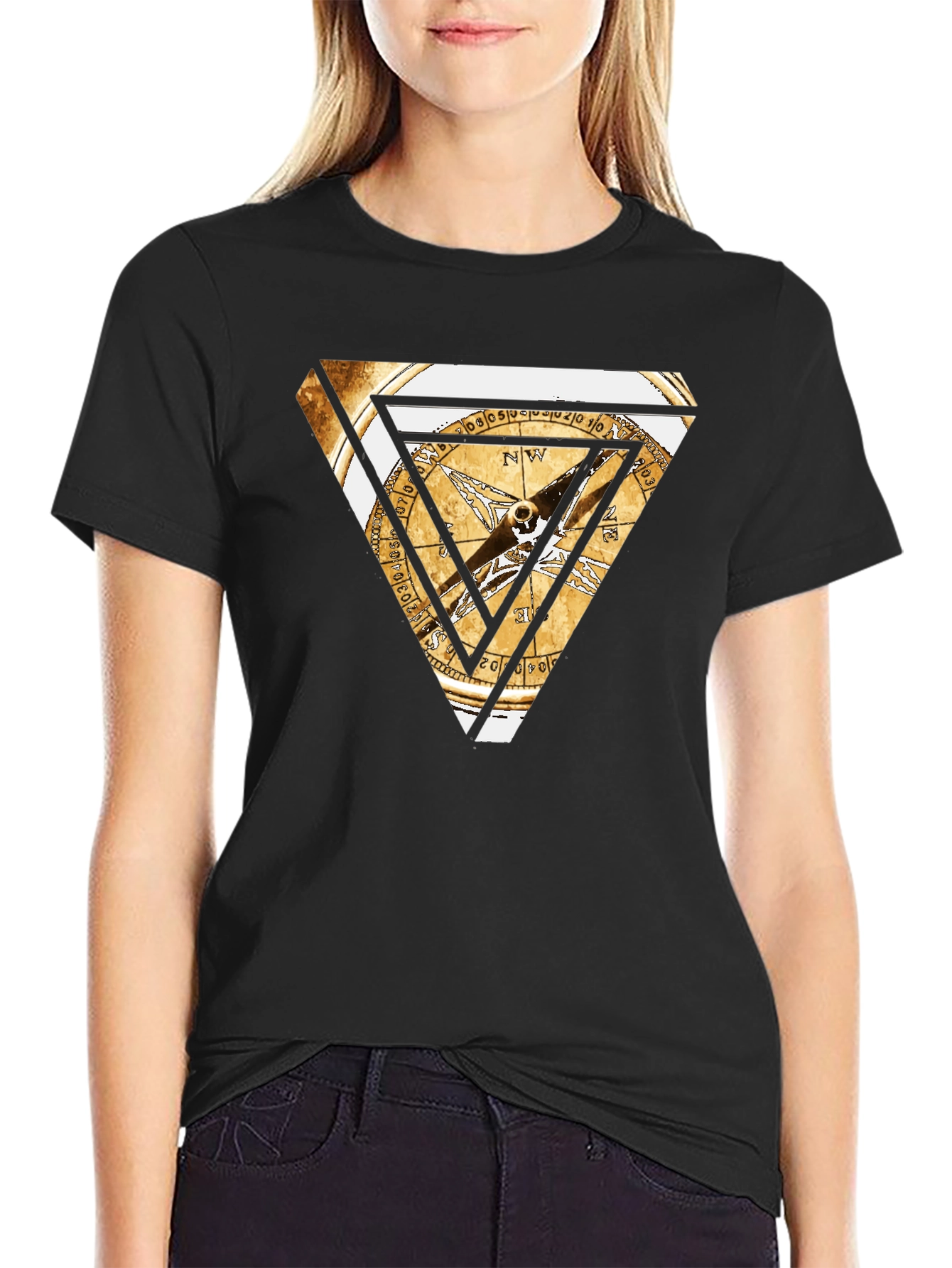 Triangle Compass Graphic Tee - Black