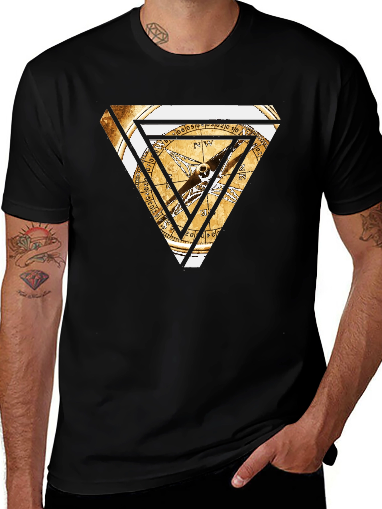 Triangle Compass Graphic Tee - Black