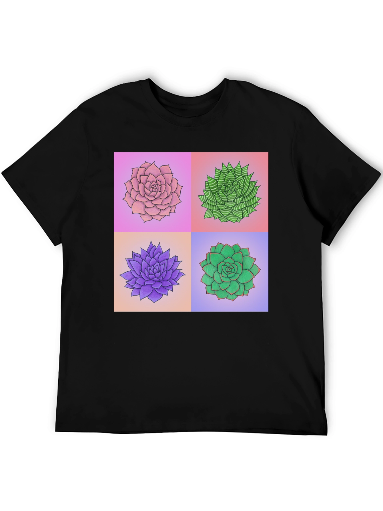Succulent Plant Print T-Shirt - Botanical Graphic Tee