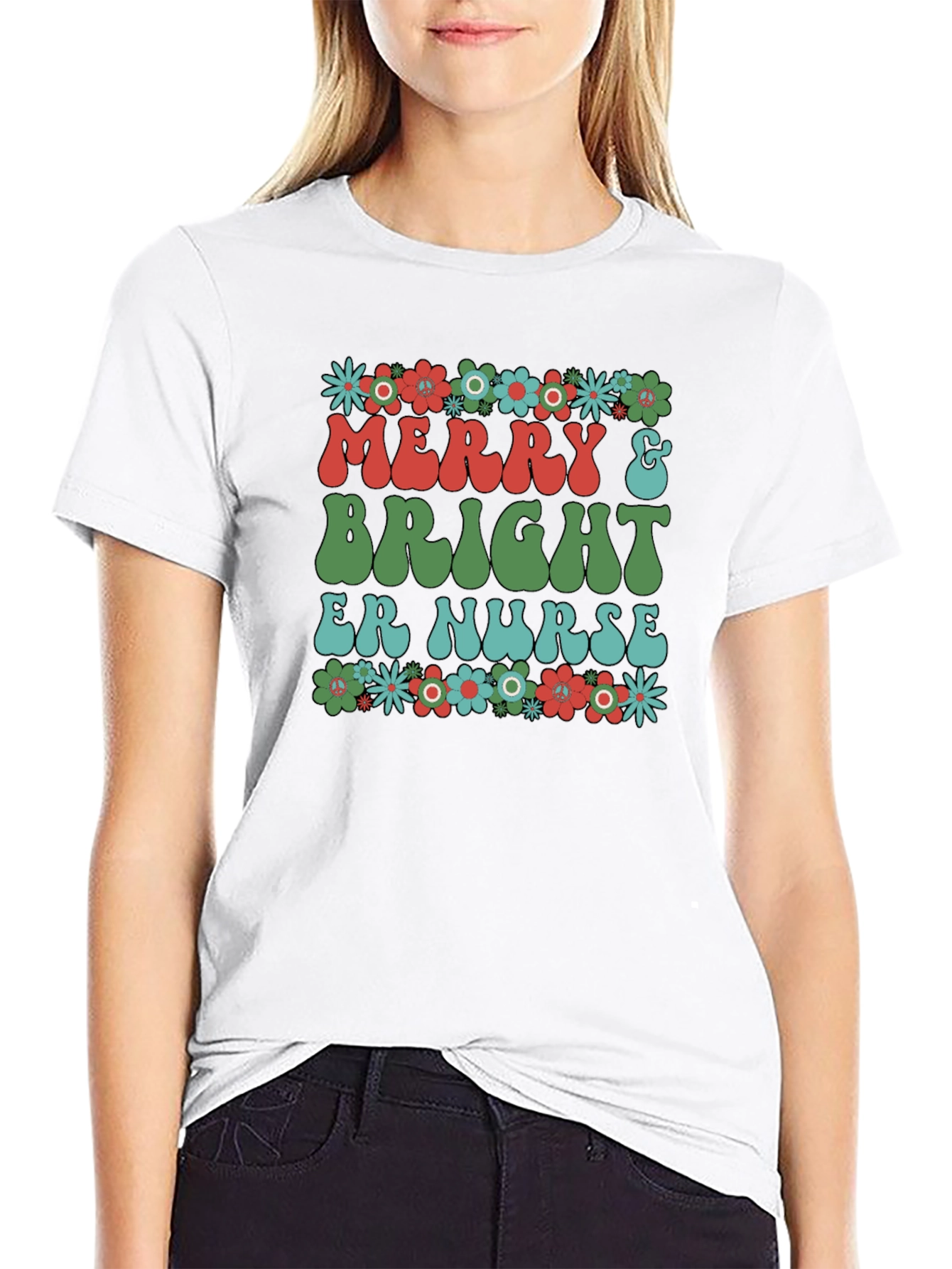 Merry & Bright ER Nurse Christmas T-Shirt