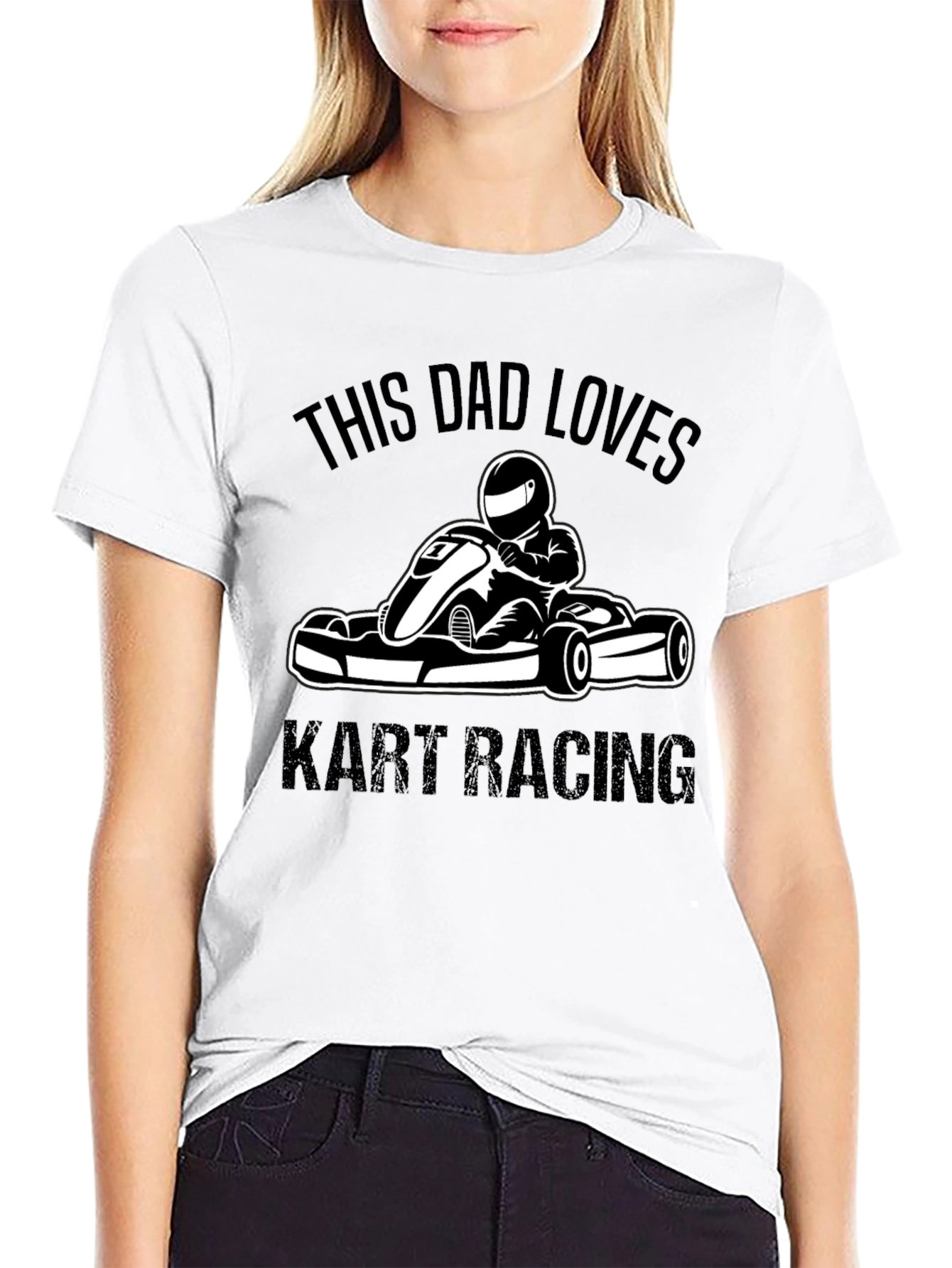Dad Loves Kart Racing Black T-Shirt