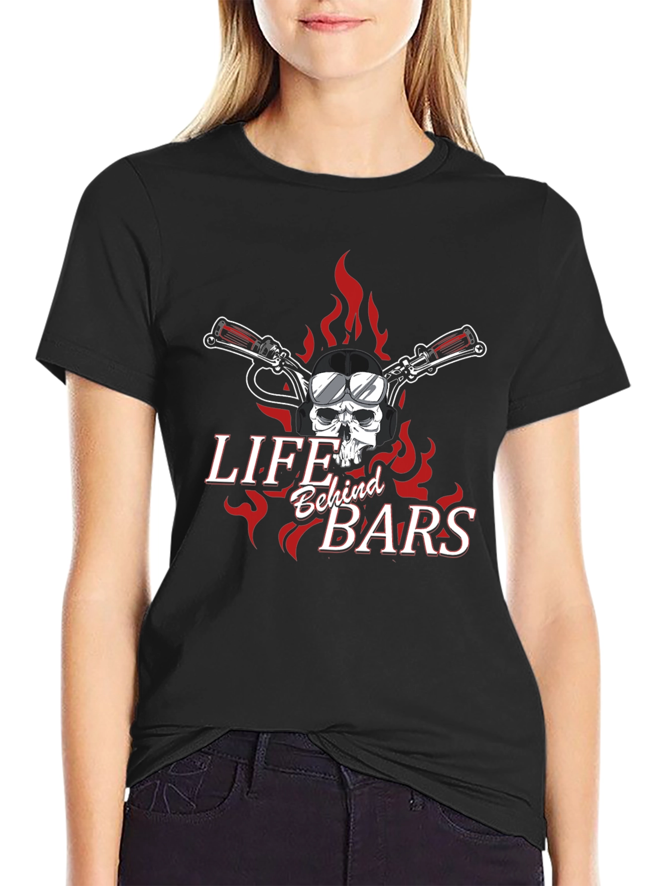 Life Behind Bars Skull Graphic Tee - Black