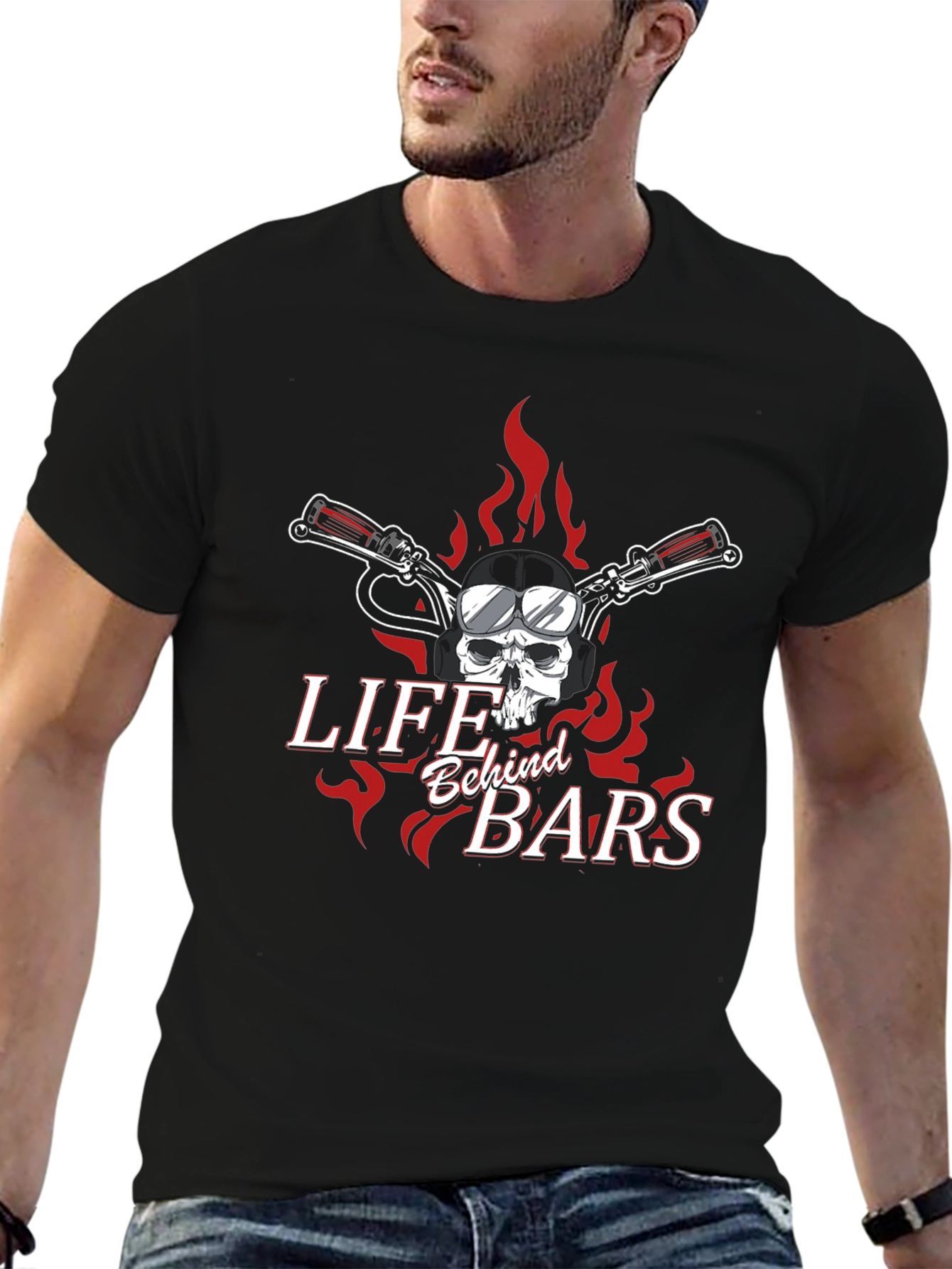 Life Behind Bars Skull Graphic Tee - Black