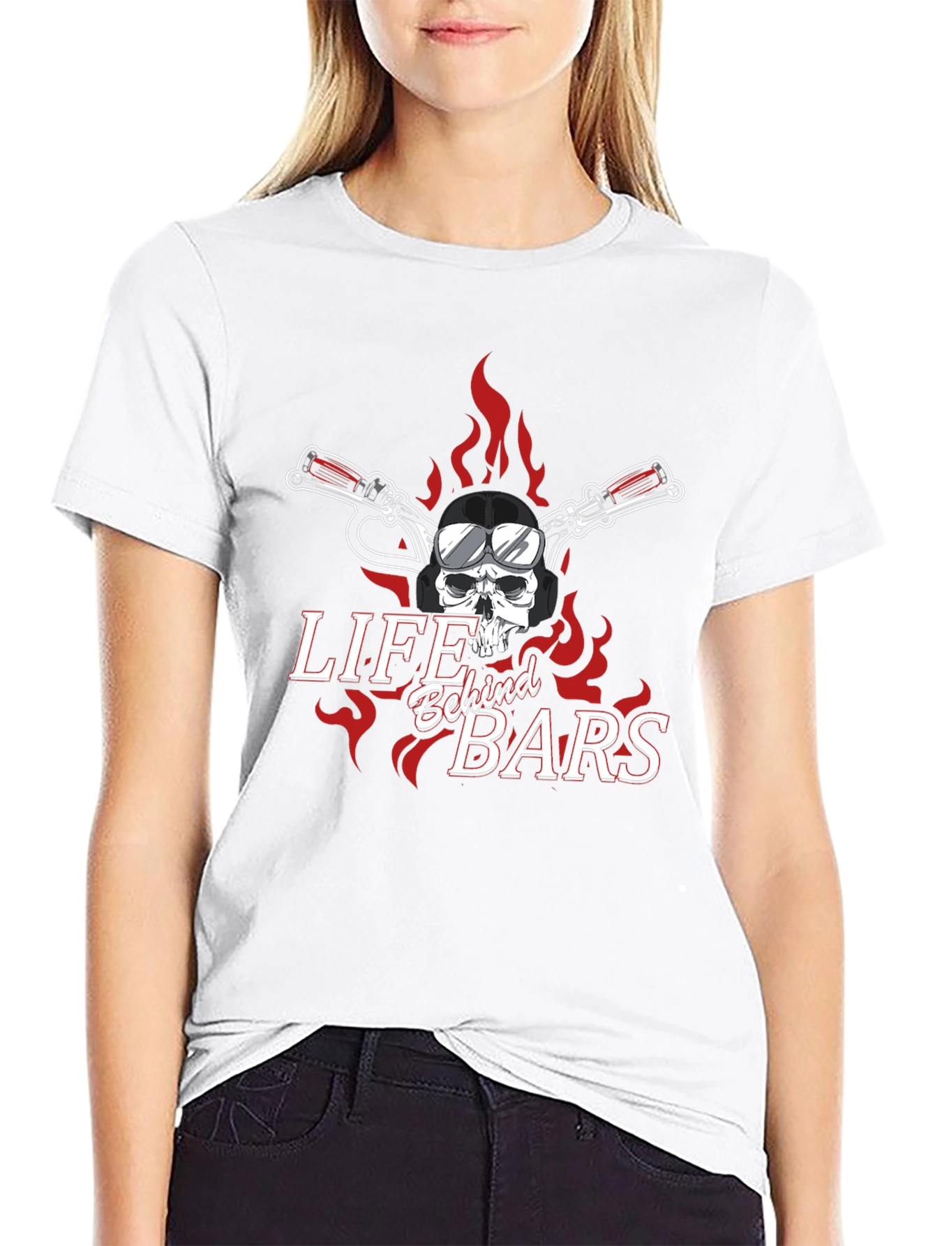 Life Behind Bars Skull Graphic Tee - Black