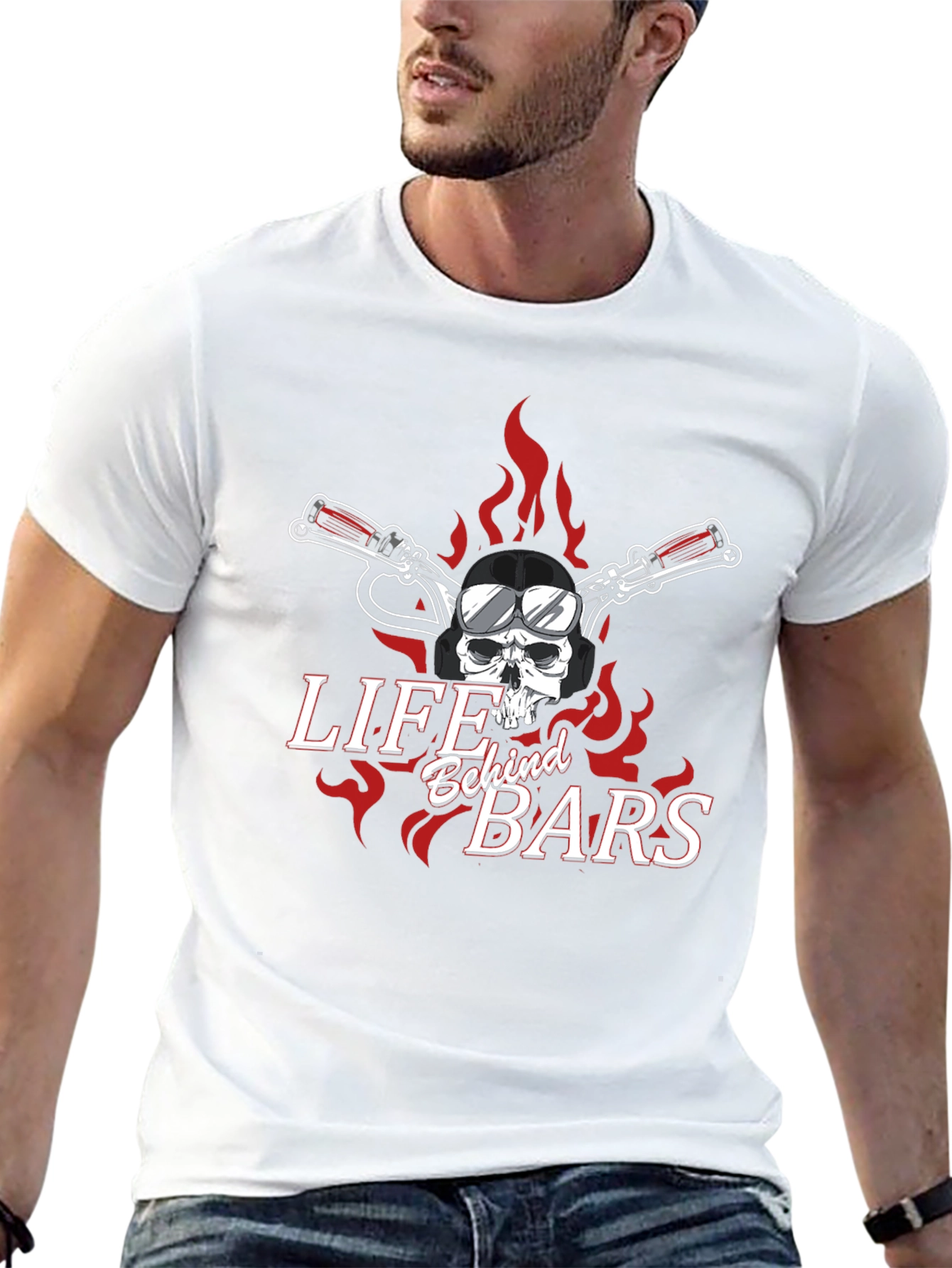 Life Behind Bars Skull Graphic Tee - Black