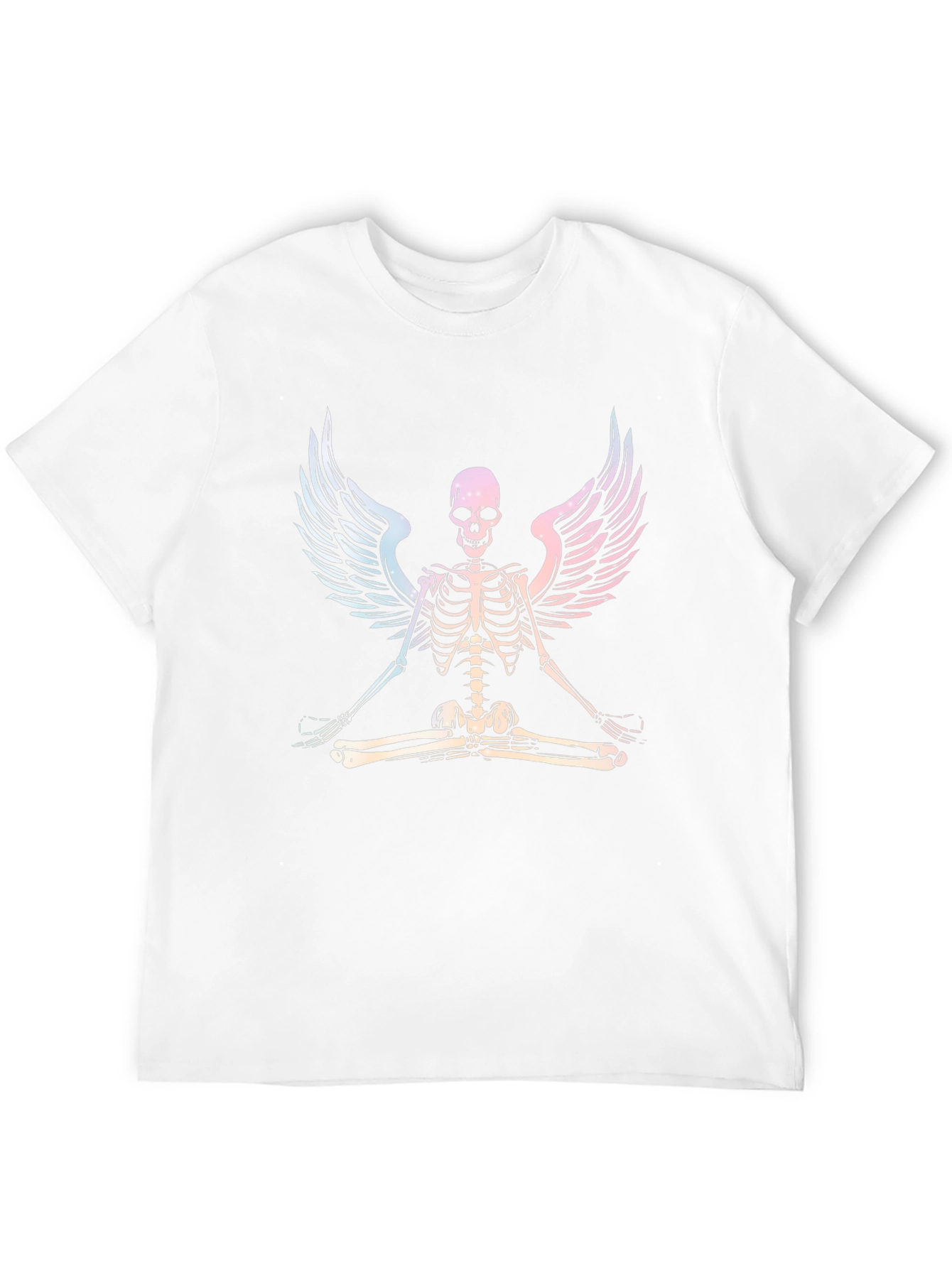 Yoga Skeleton Angel Wings Graphic Tee - Black