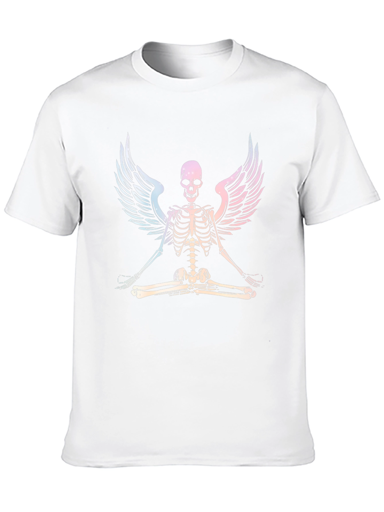 Yoga Skeleton Angel Wings Graphic Tee - Black