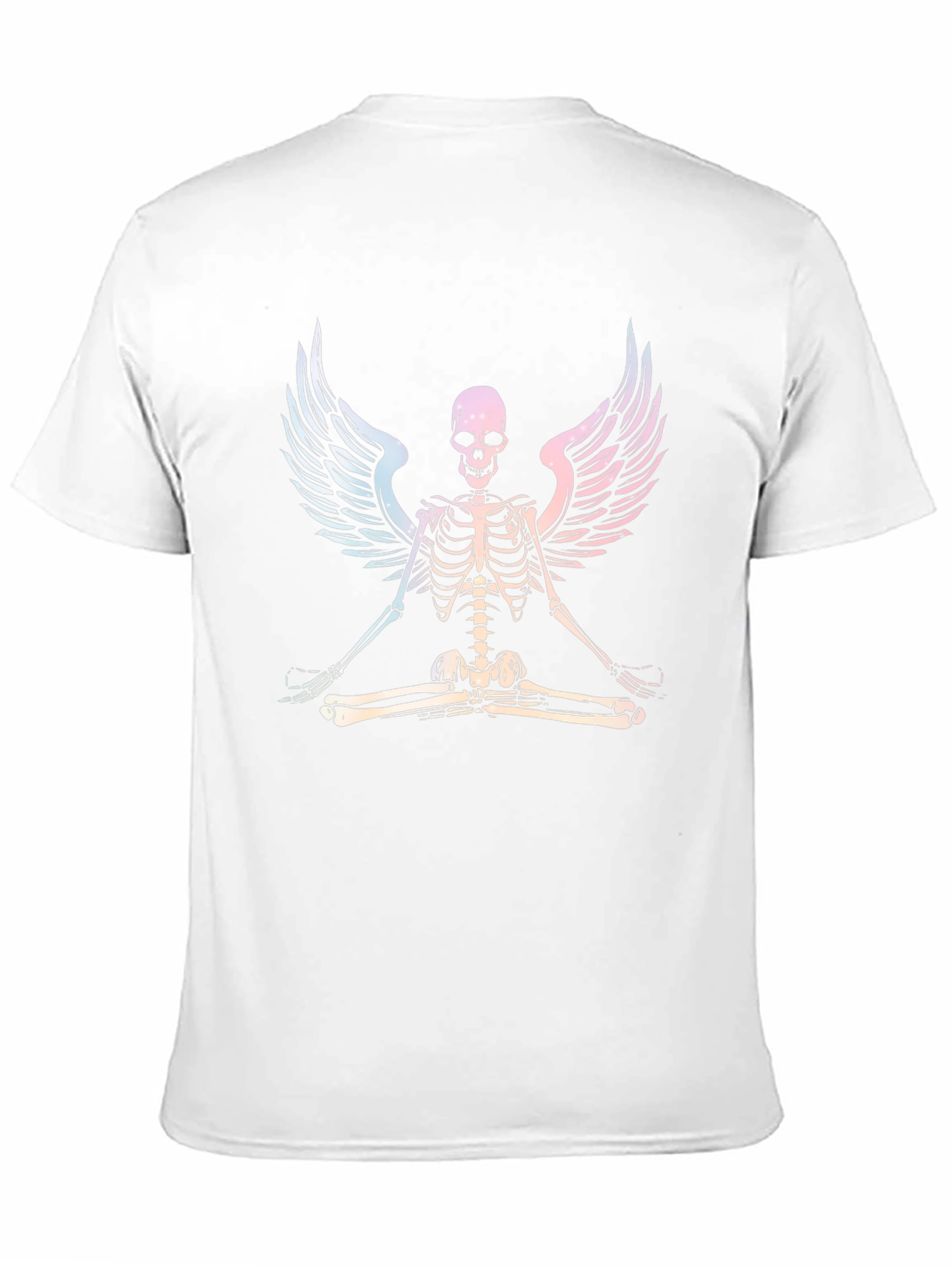 Yoga Skeleton Angel Wings Graphic Tee - Black