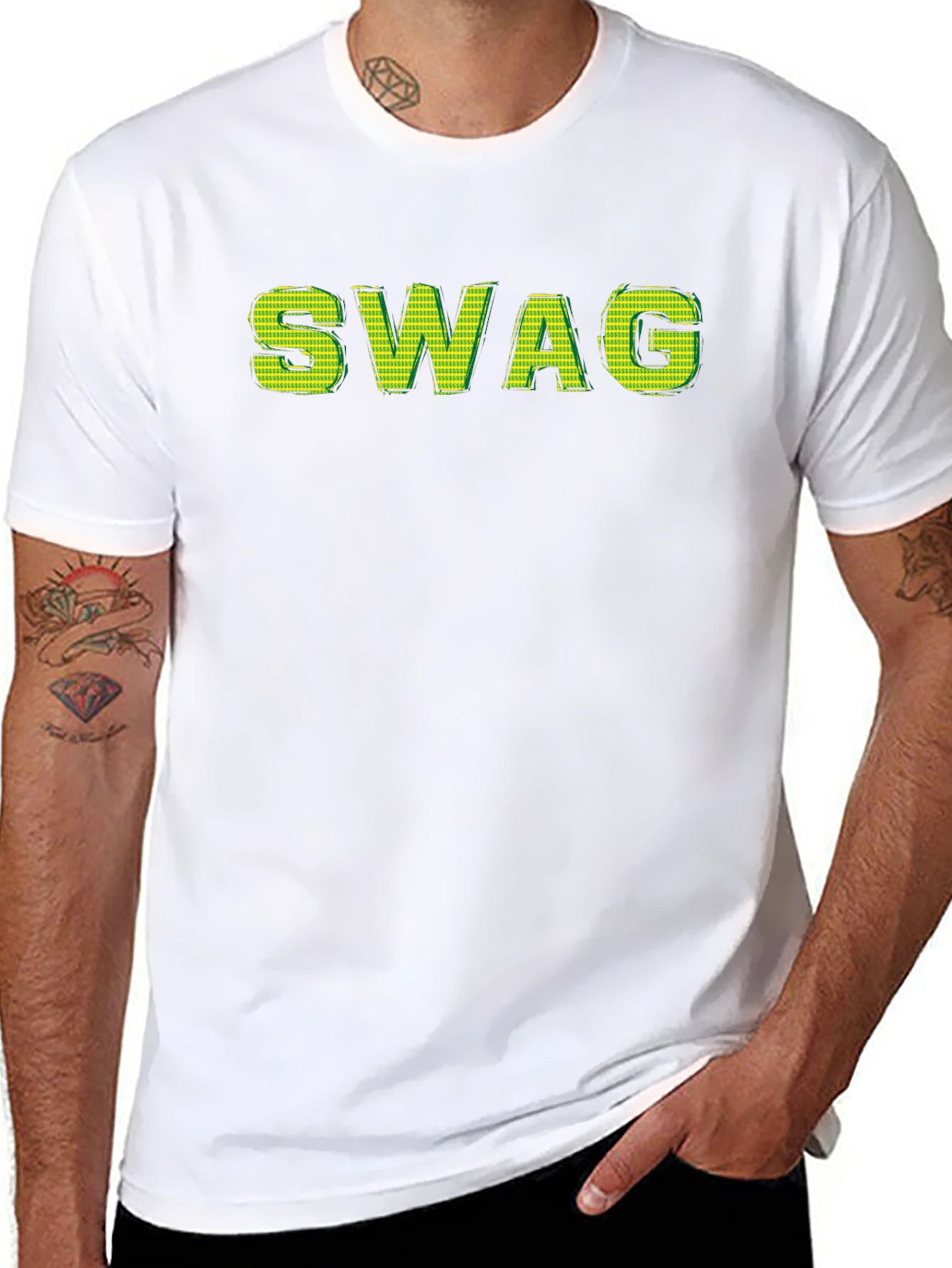Mens Black SWAG Graphic Print T-Shirt