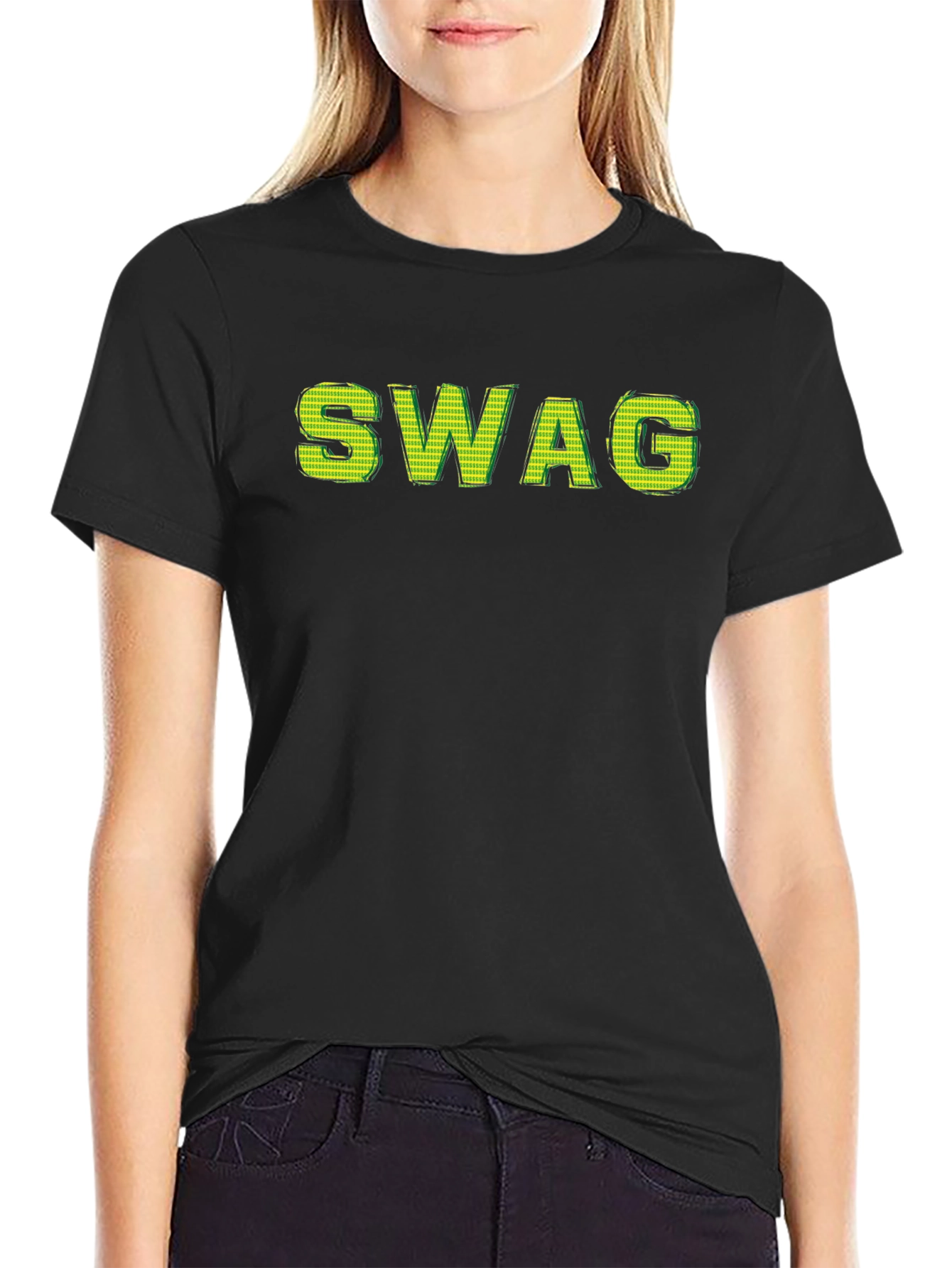 Mens Black SWAG Graphic Print T-Shirt