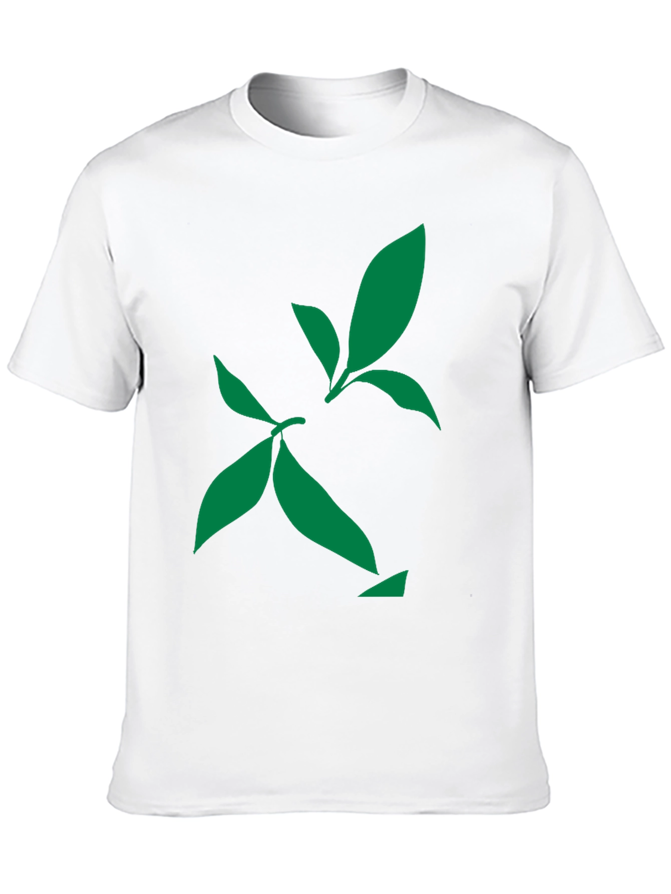 Green Leaf Design Black T-Shirt
