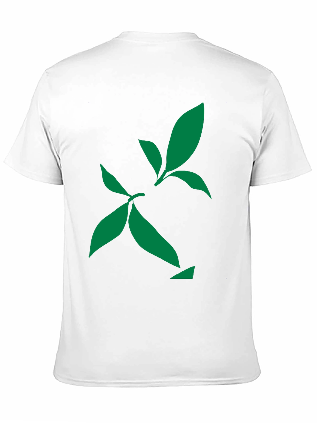 Green Leaf Design Black T-Shirt