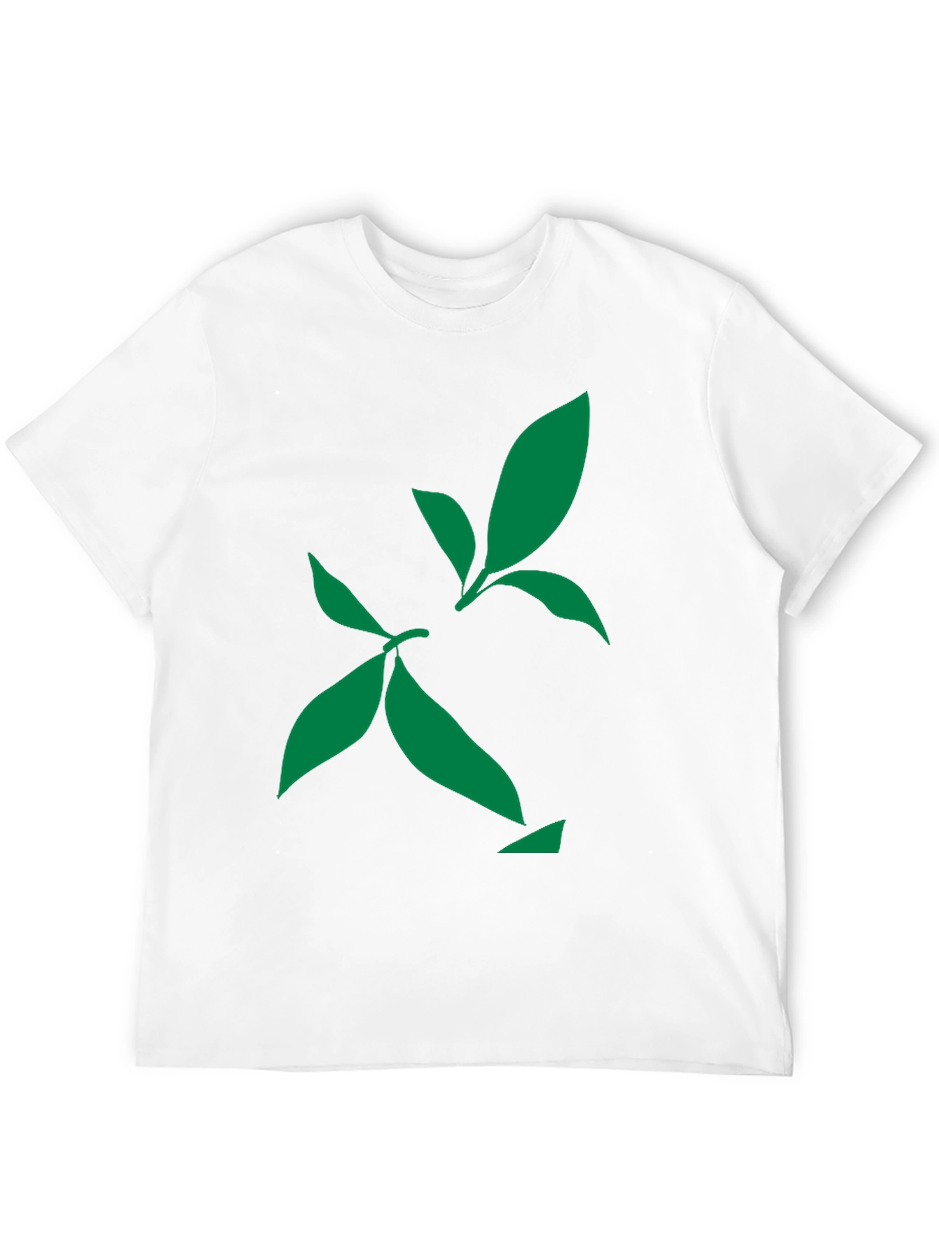 Green Leaf Design Black T-Shirt