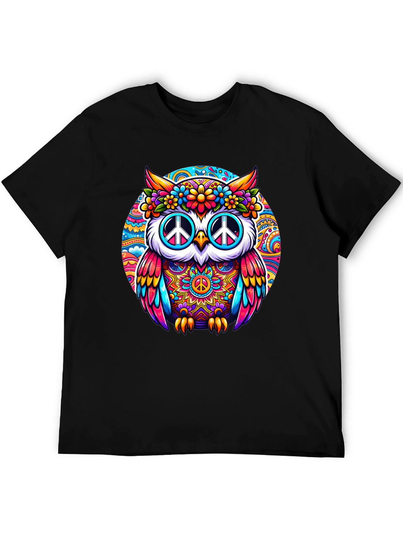 Psychedelic Owl Peace Sign T-Shirt