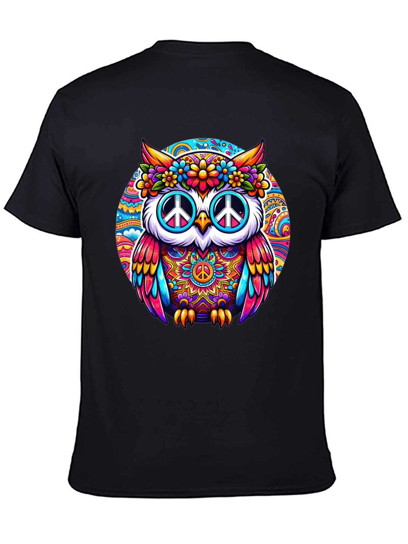 Psychedelic Owl Peace Sign T-Shirt