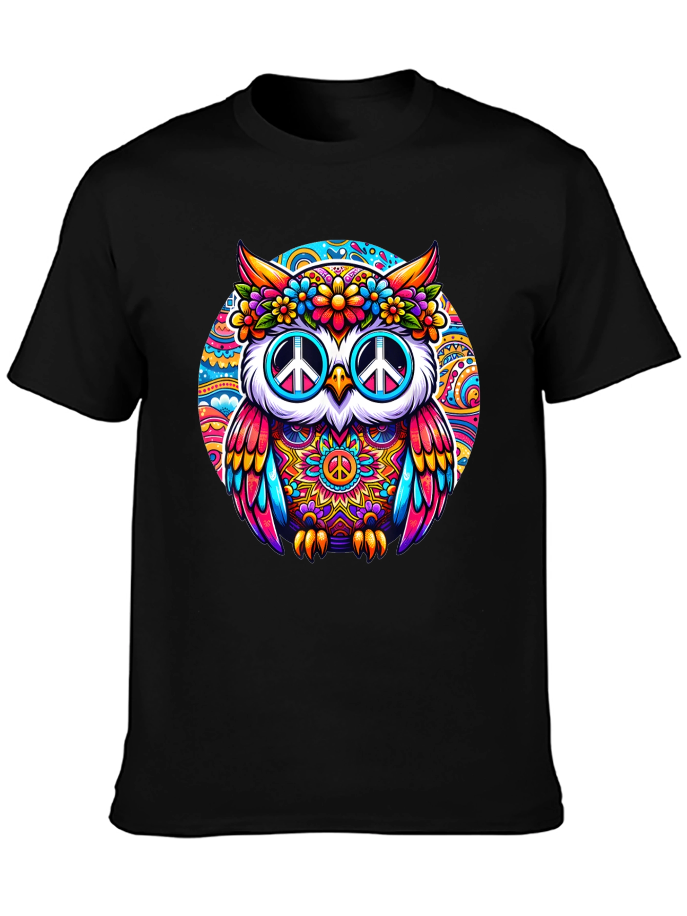 Psychedelic Owl Peace Sign T-Shirt