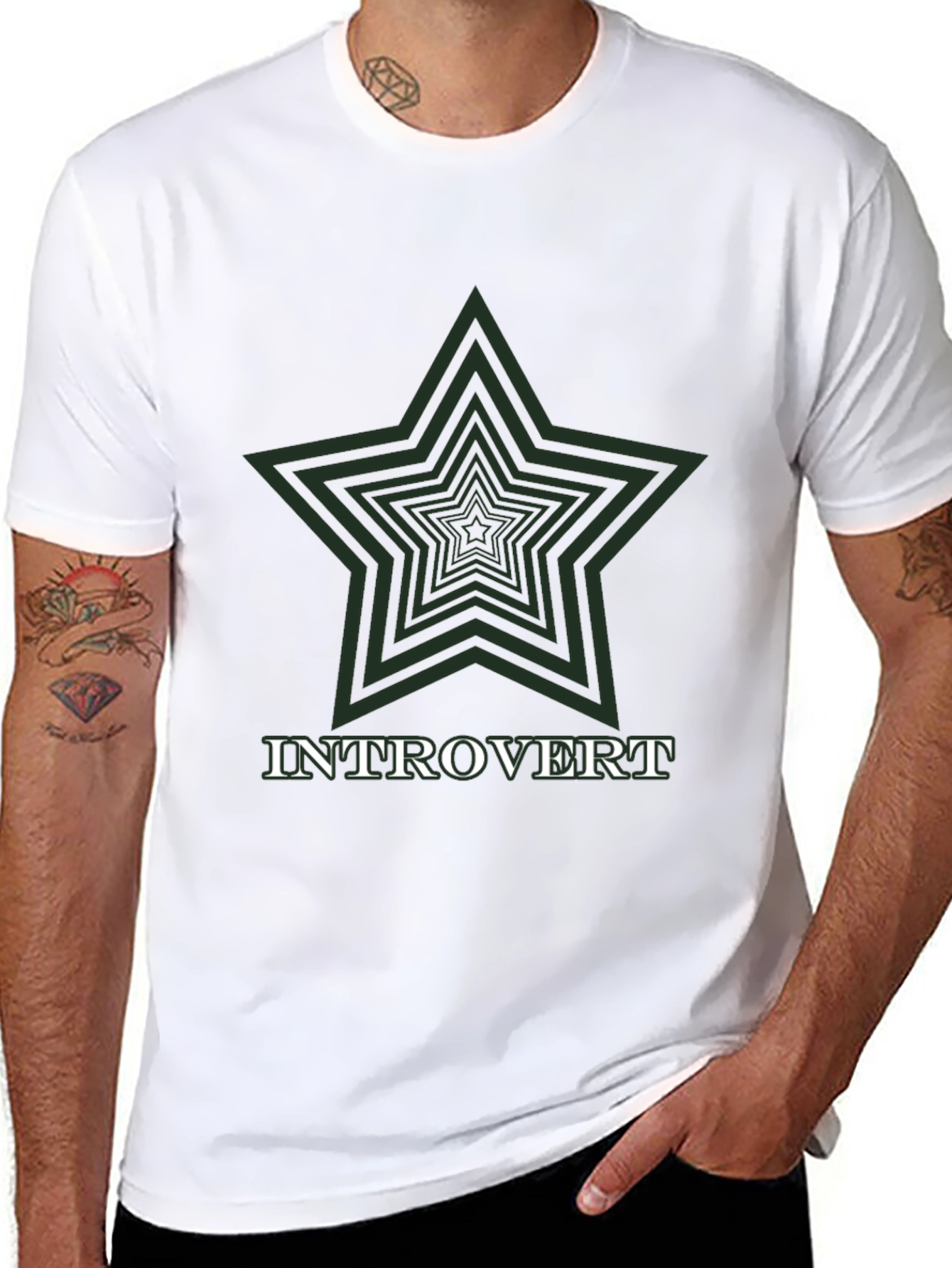 Introvert Star Graphic Tee - Soft Cotton Blend T-Shirt