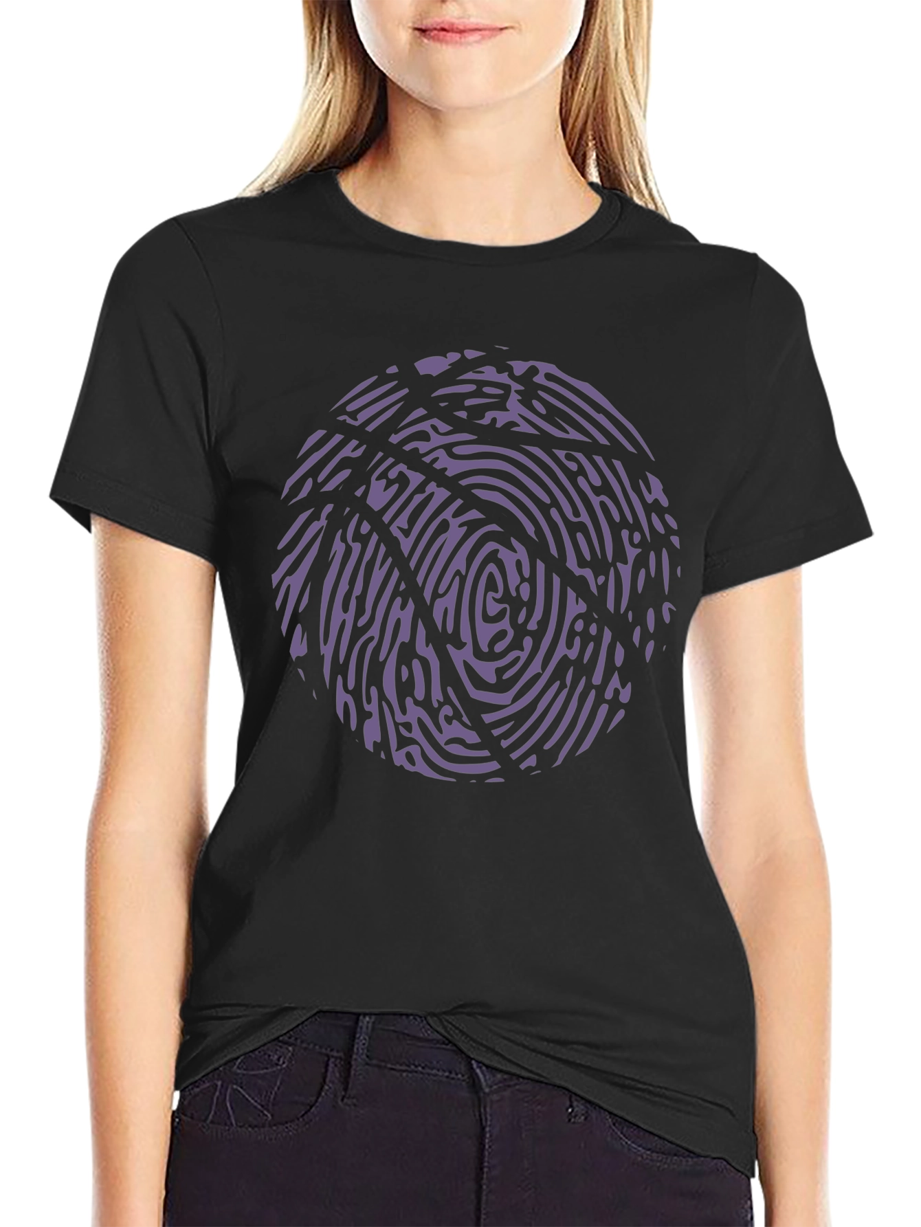 Fingerprint Basketball Graphic Tee - Black