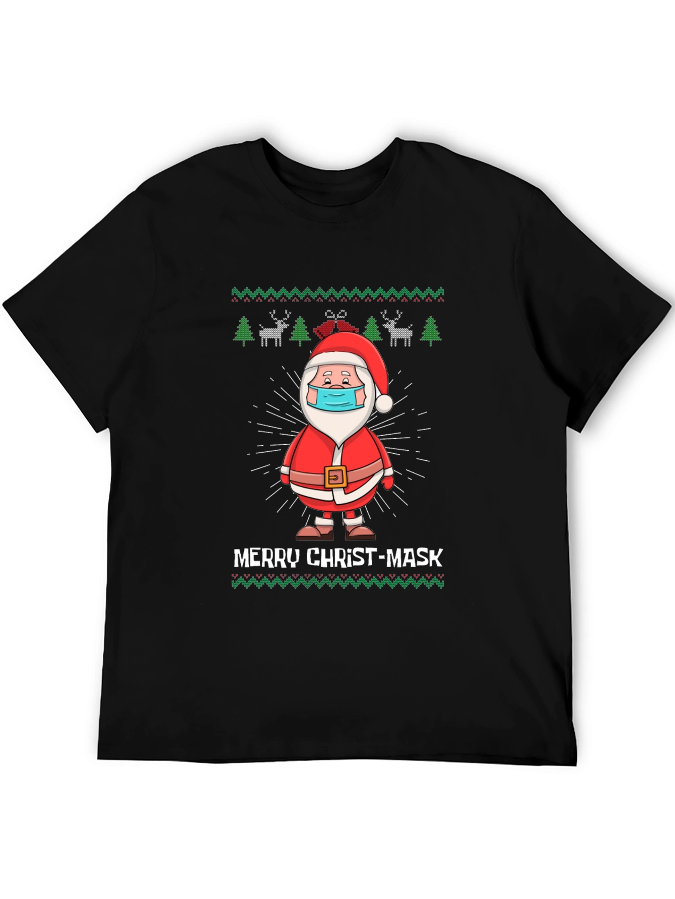 Merry Christ-Mask Santa Ugly Christmas T-Shirt
