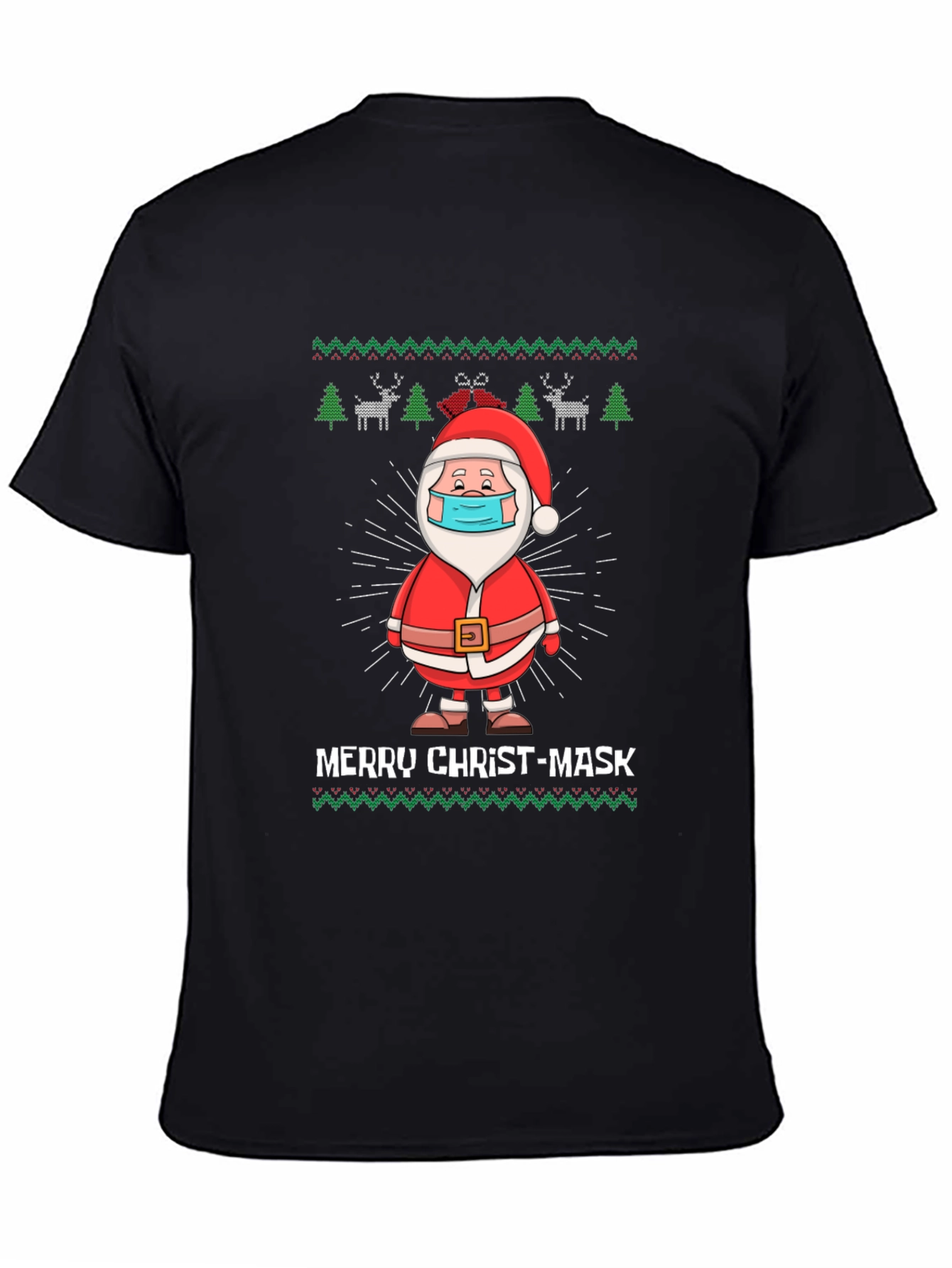 Merry Christ-Mask Santa Ugly Christmas T-Shirt