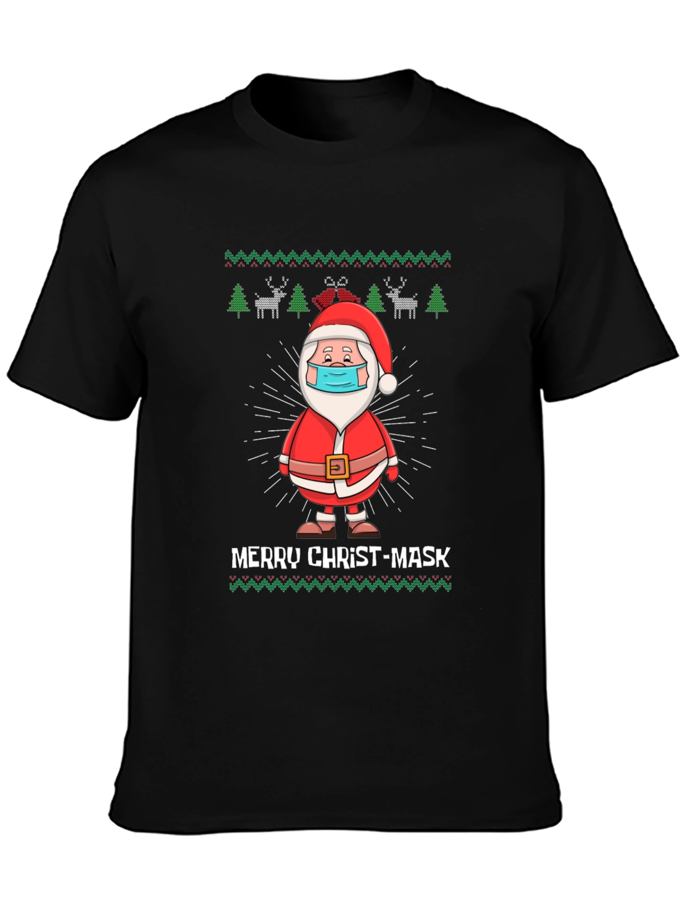 Merry Christ-Mask Santa Ugly Christmas T-Shirt