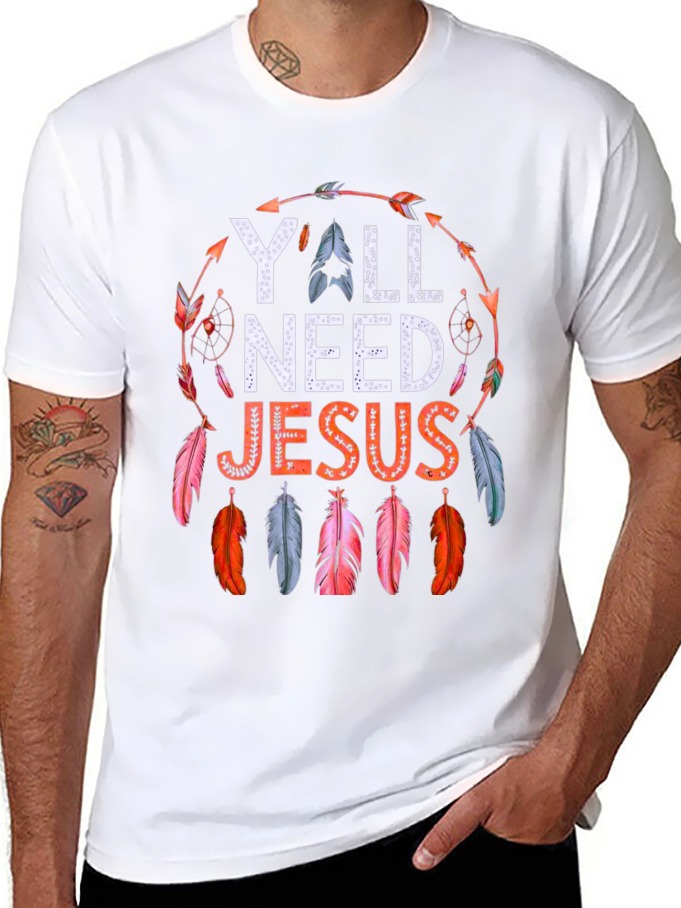 Yall Need Jesus Feather Graphic Tee