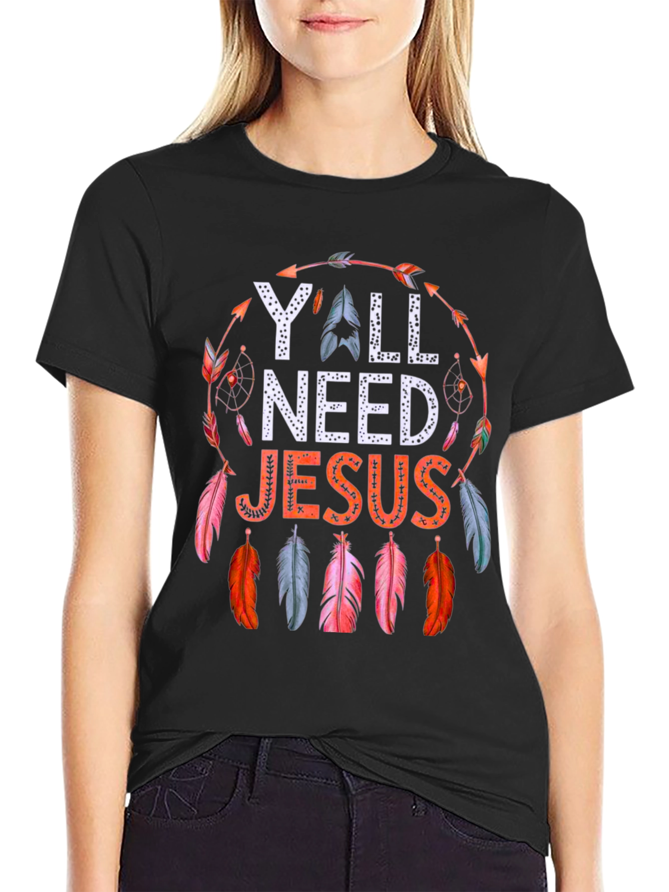 Yall Need Jesus Feather Graphic Tee