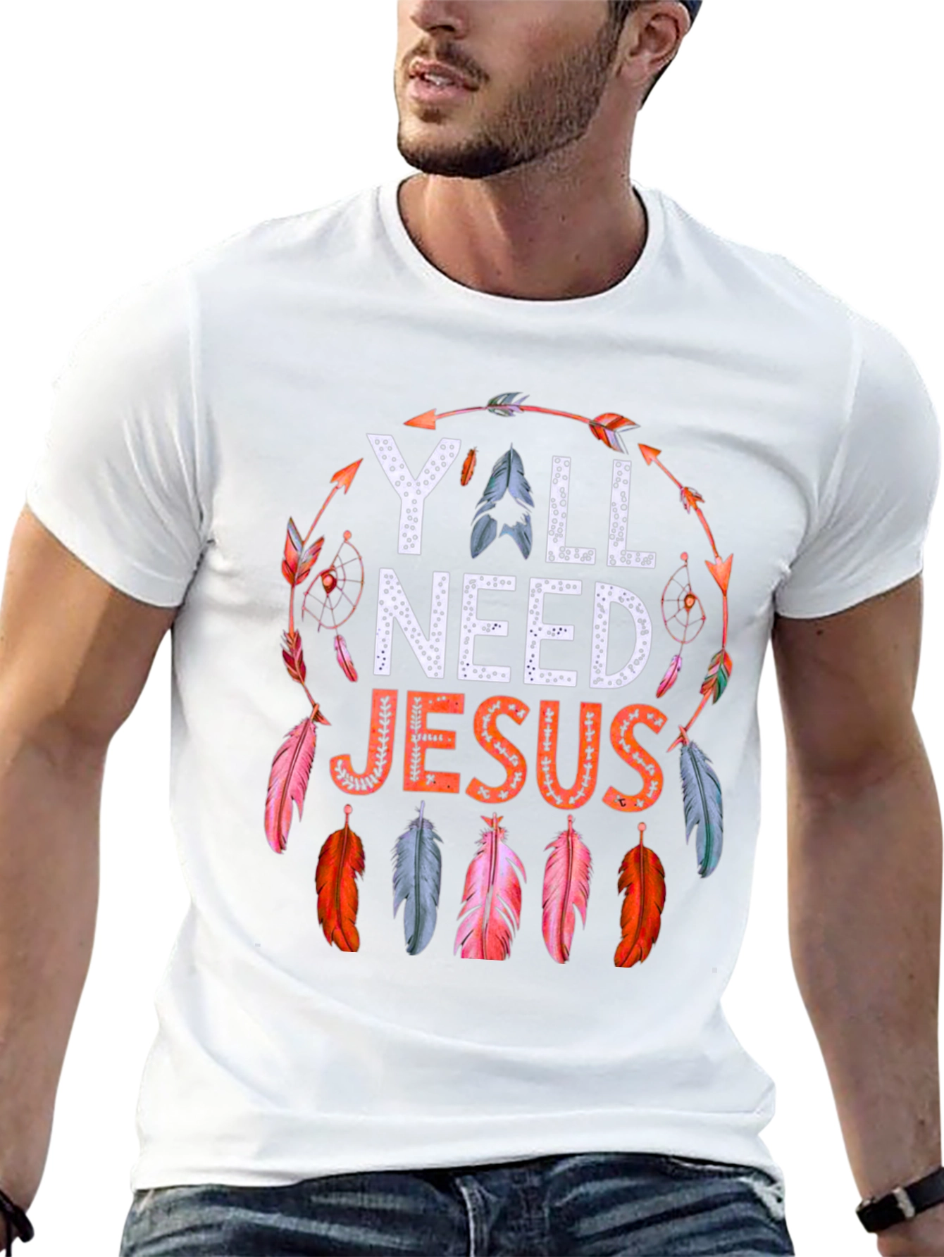Yall Need Jesus Feather Graphic Tee