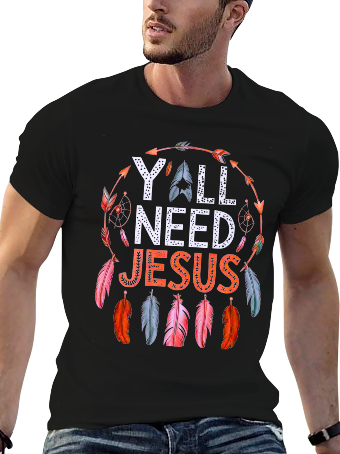 Yall Need Jesus Feather Graphic Tee