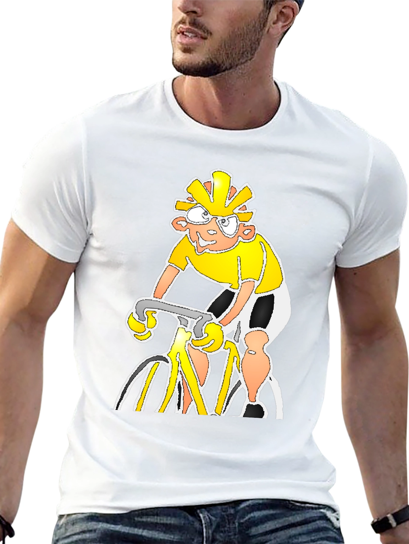 Cartoon Cyclist Black T-Shirt