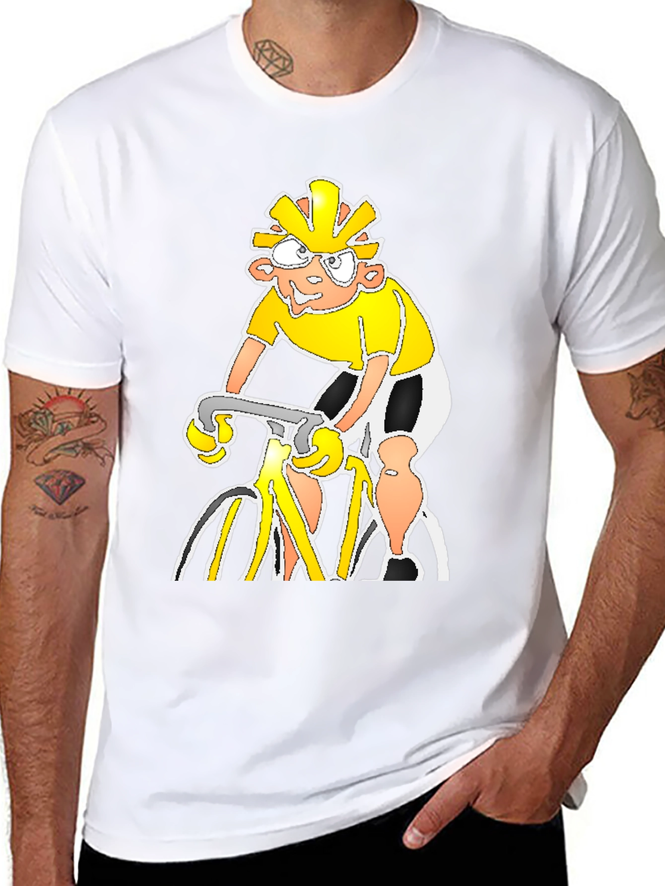 Cartoon Cyclist Black T-Shirt