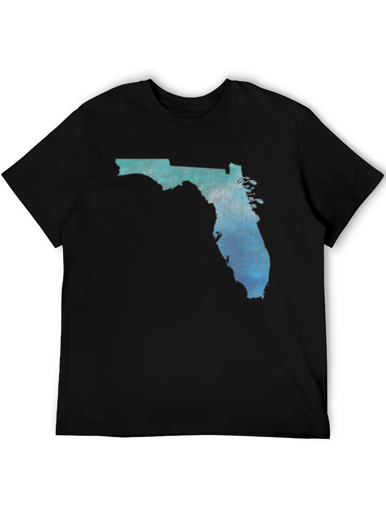 Florida State Map Graphic Print Black T-Shirt