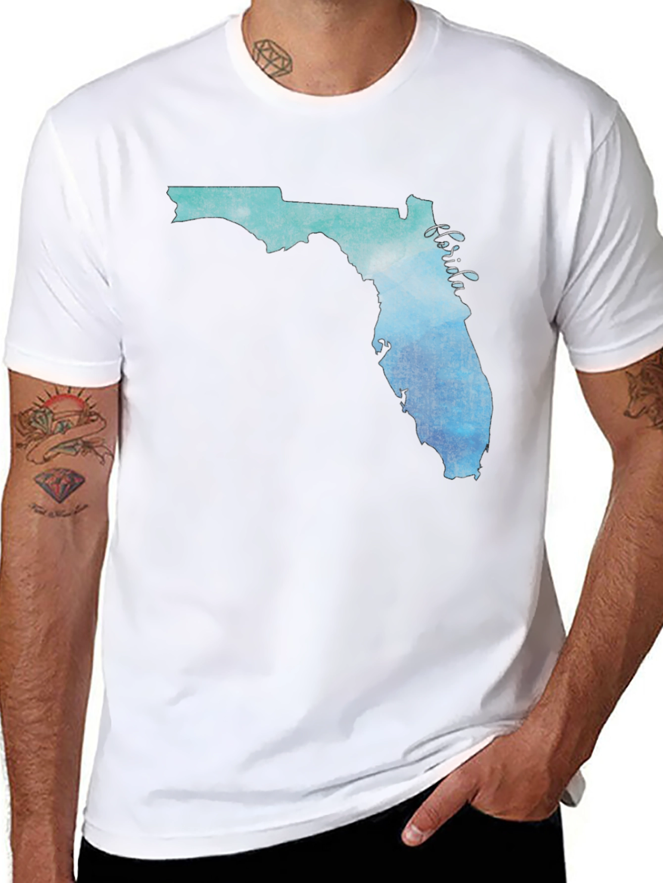 Florida State Map Graphic Print Black T-Shirt
