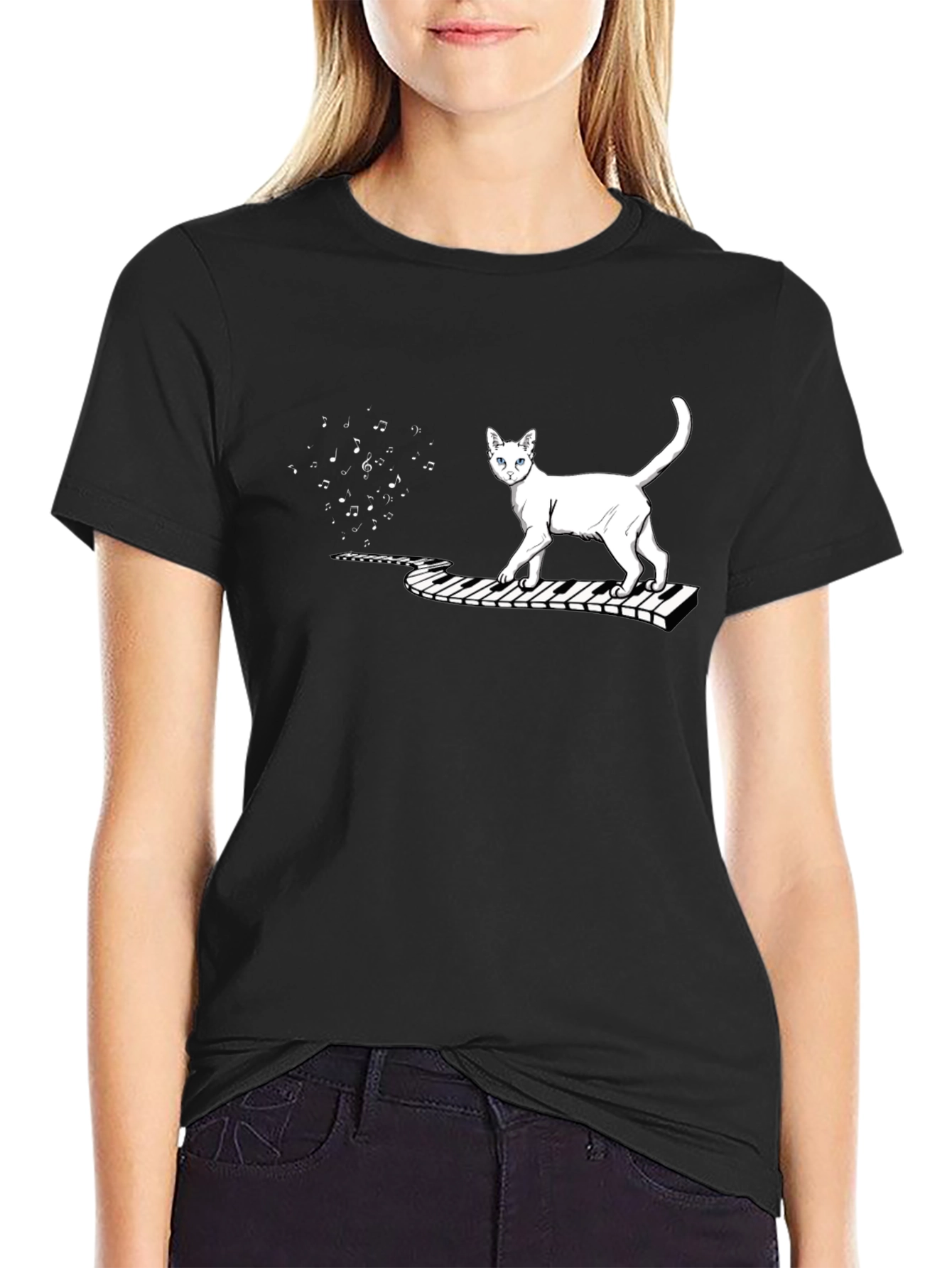 Cat Keyboard Music T-Shirt