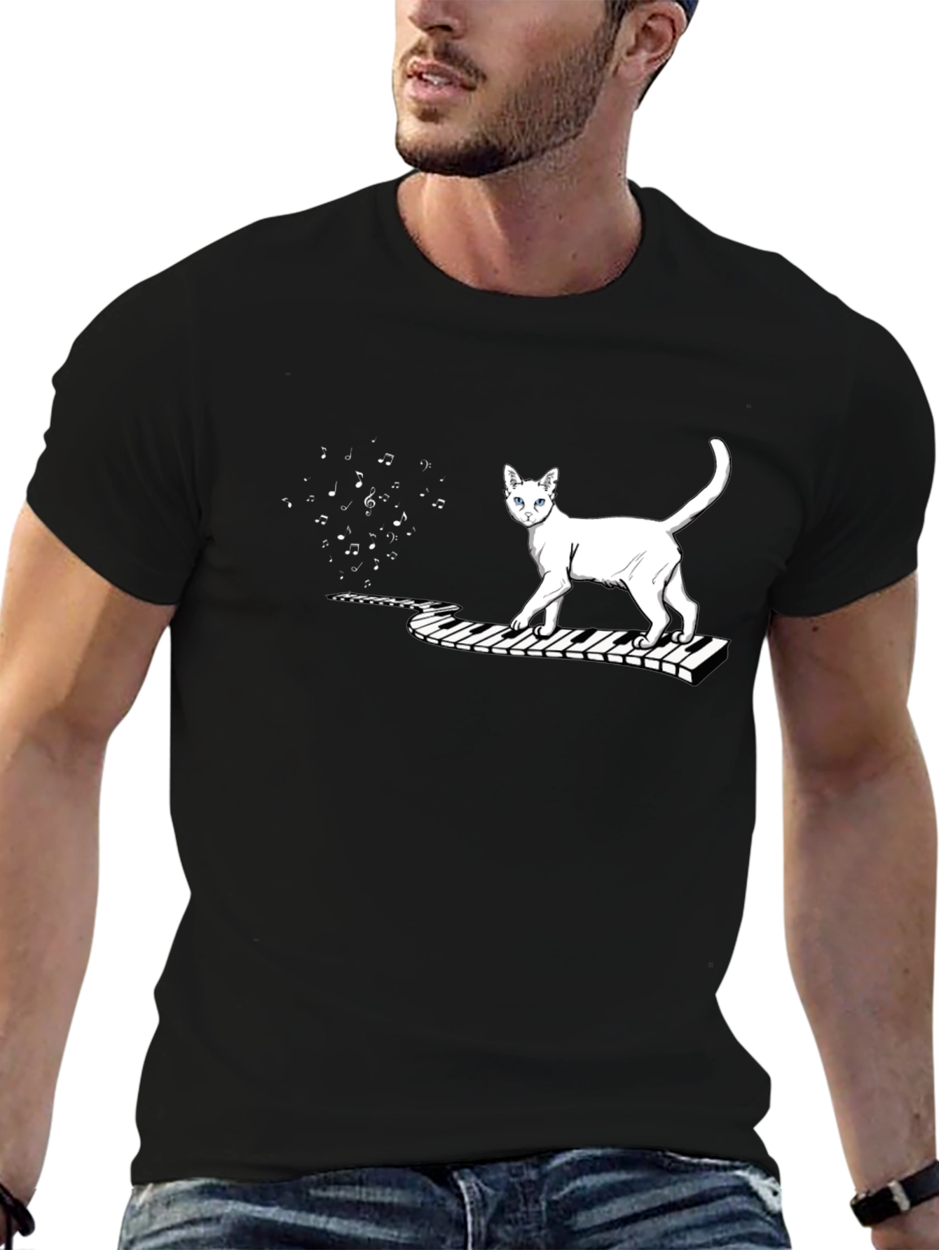 Cat Keyboard Music T-Shirt
