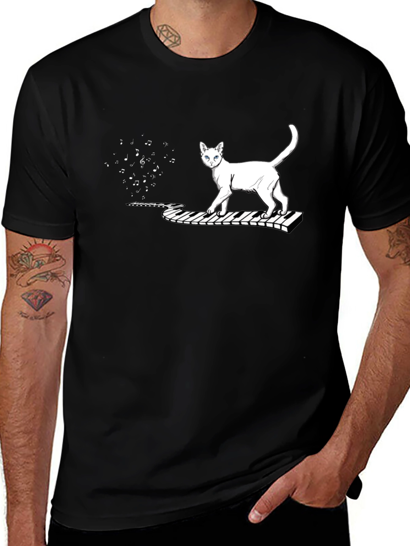 Cat Keyboard Music T-Shirt