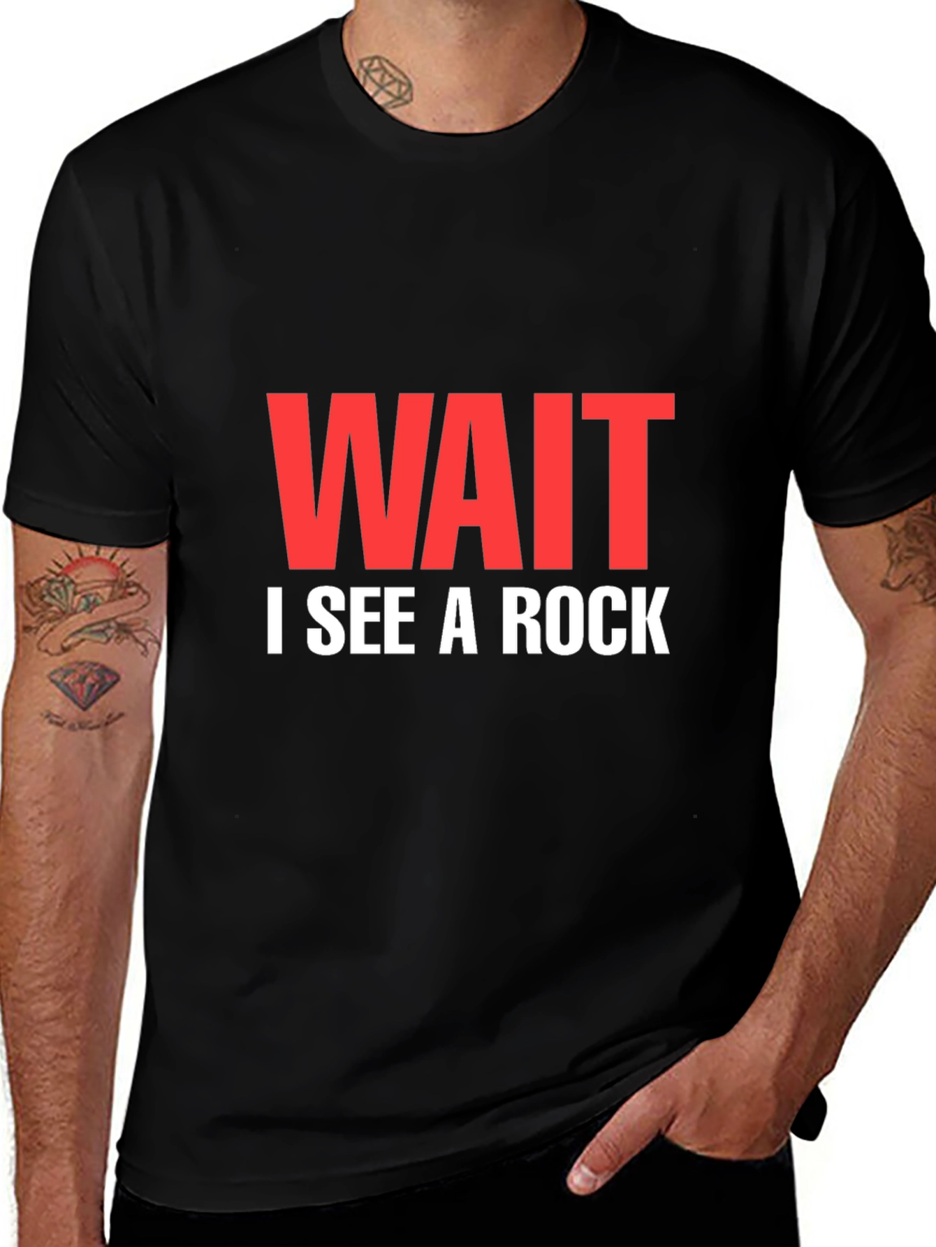 Funny Wait I See A Rock Black T-Shirt