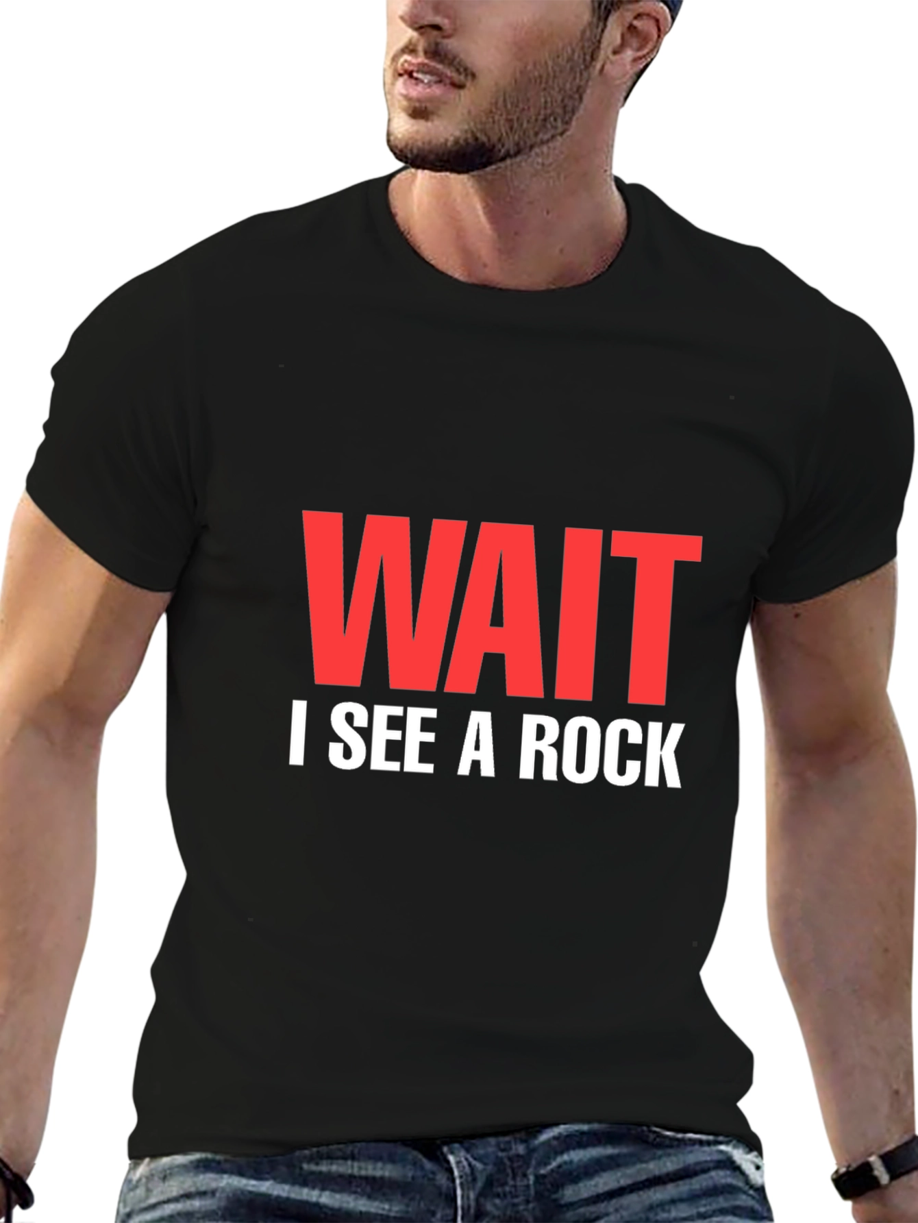 Funny Wait I See A Rock Black T-Shirt