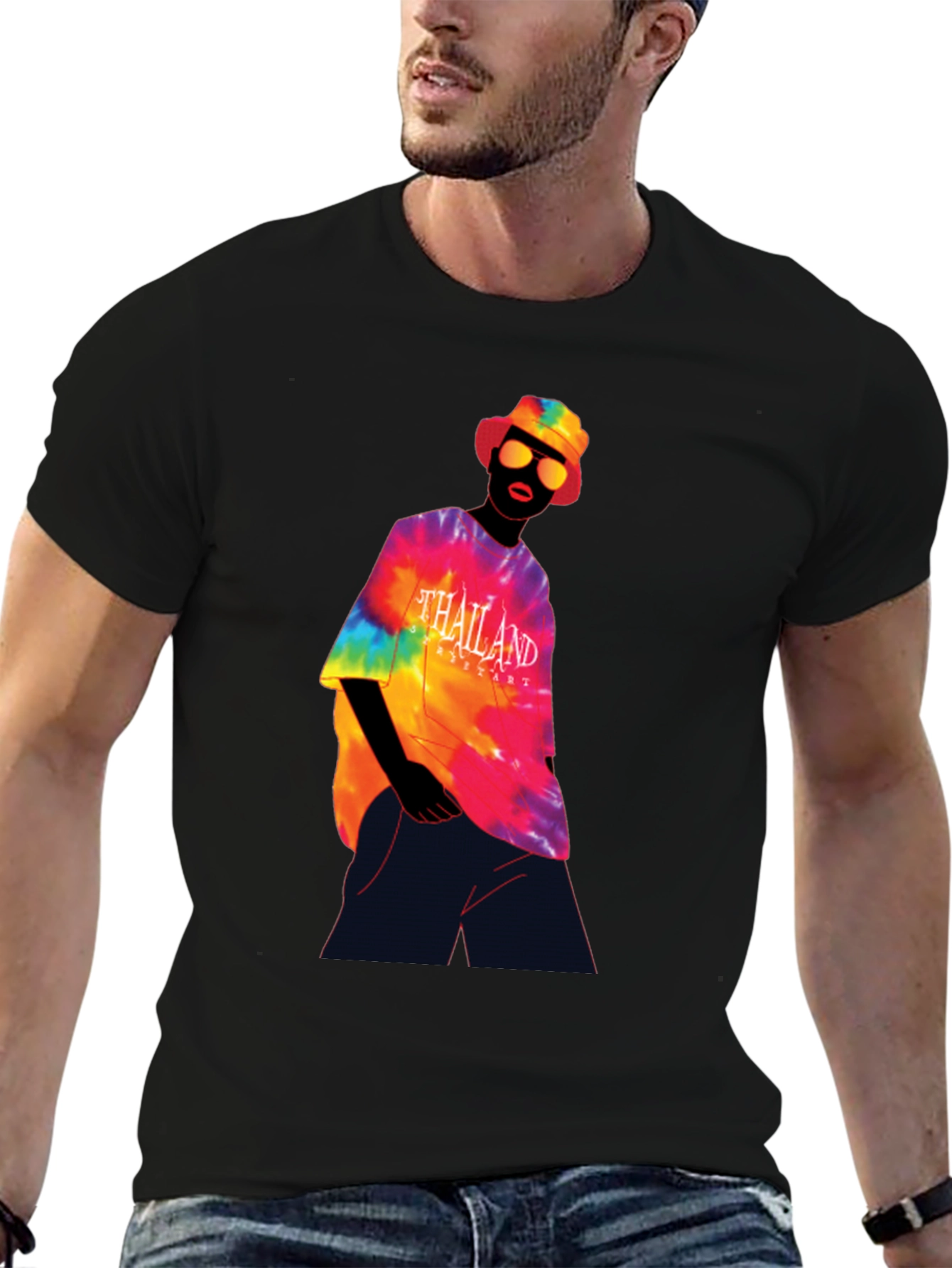 Thailand Tie-Dye Graphic Tee - Black