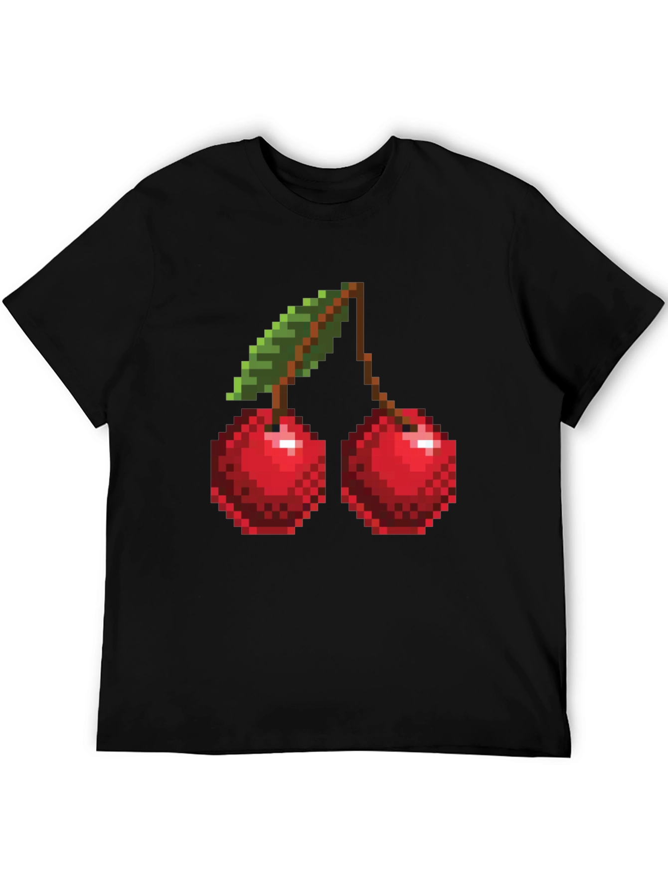 Pixel Cherry Graphic Tee - Black Short Sleeve