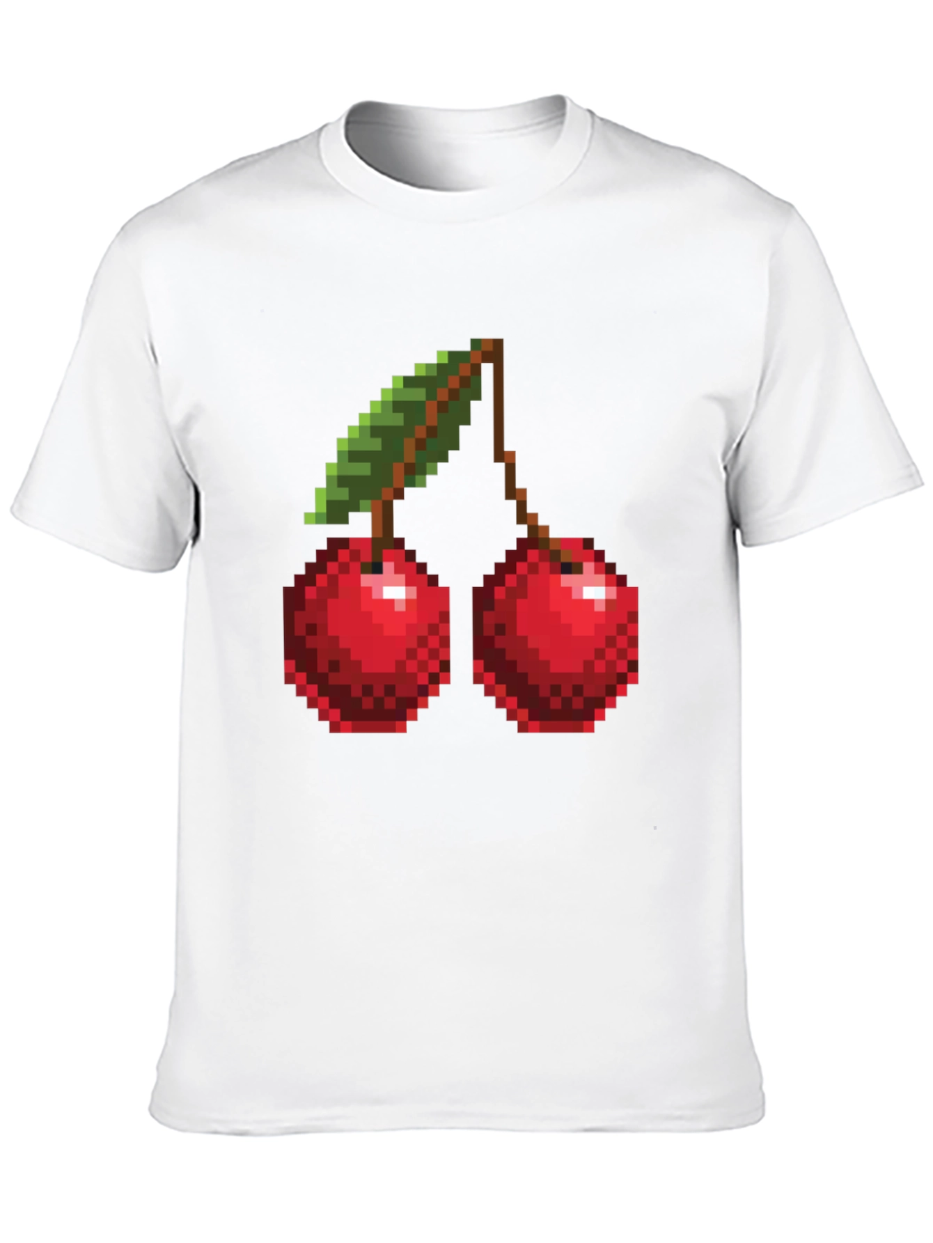 Pixel Cherry Graphic Tee - Black Short Sleeve