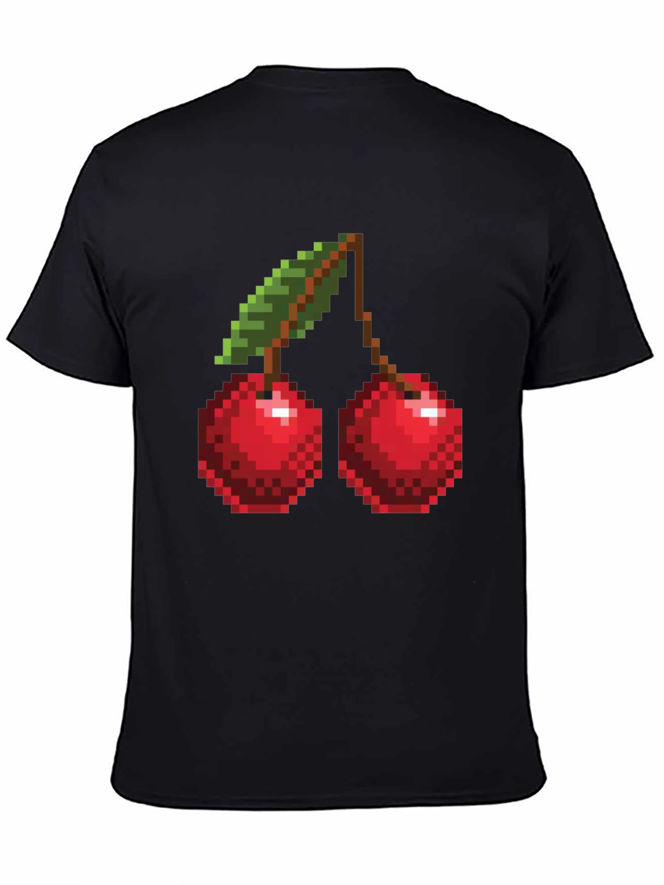 Pixel Cherry Graphic Tee - Black Short Sleeve