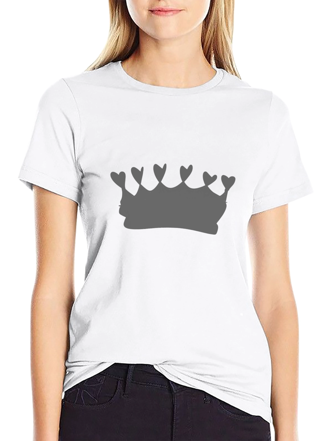 Heart Crown Graphic Tee - Modern Black T-Shirt