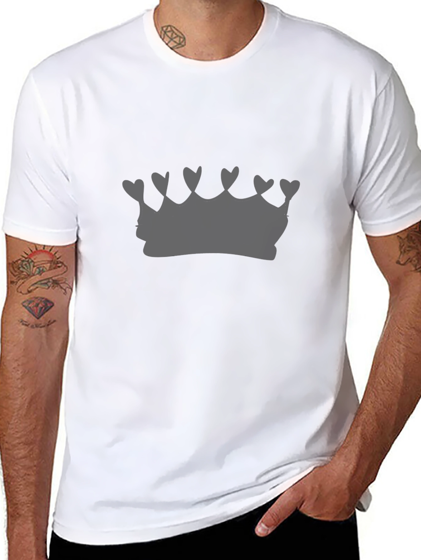 Heart Crown Graphic Tee - Modern Black T-Shirt